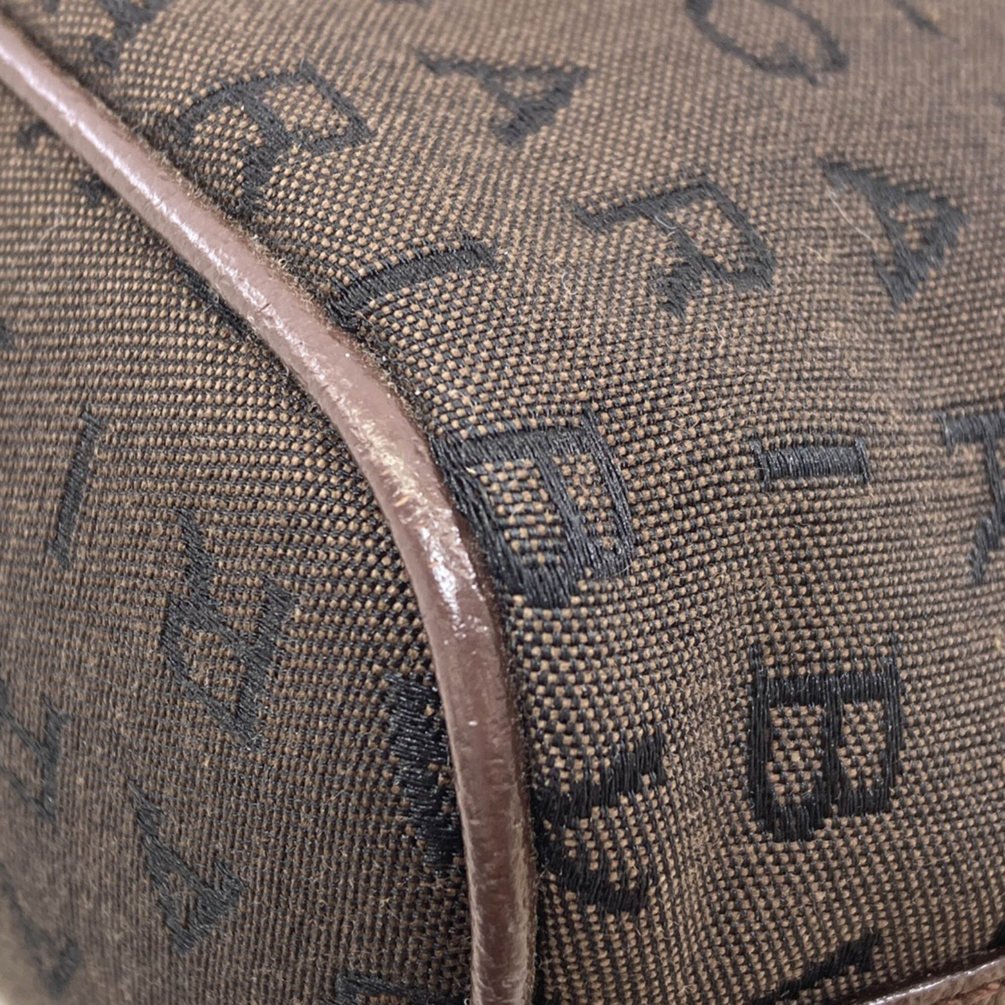Bvlgari Logomania Brown Canvas Shoulder Bag (Pre-Owned)