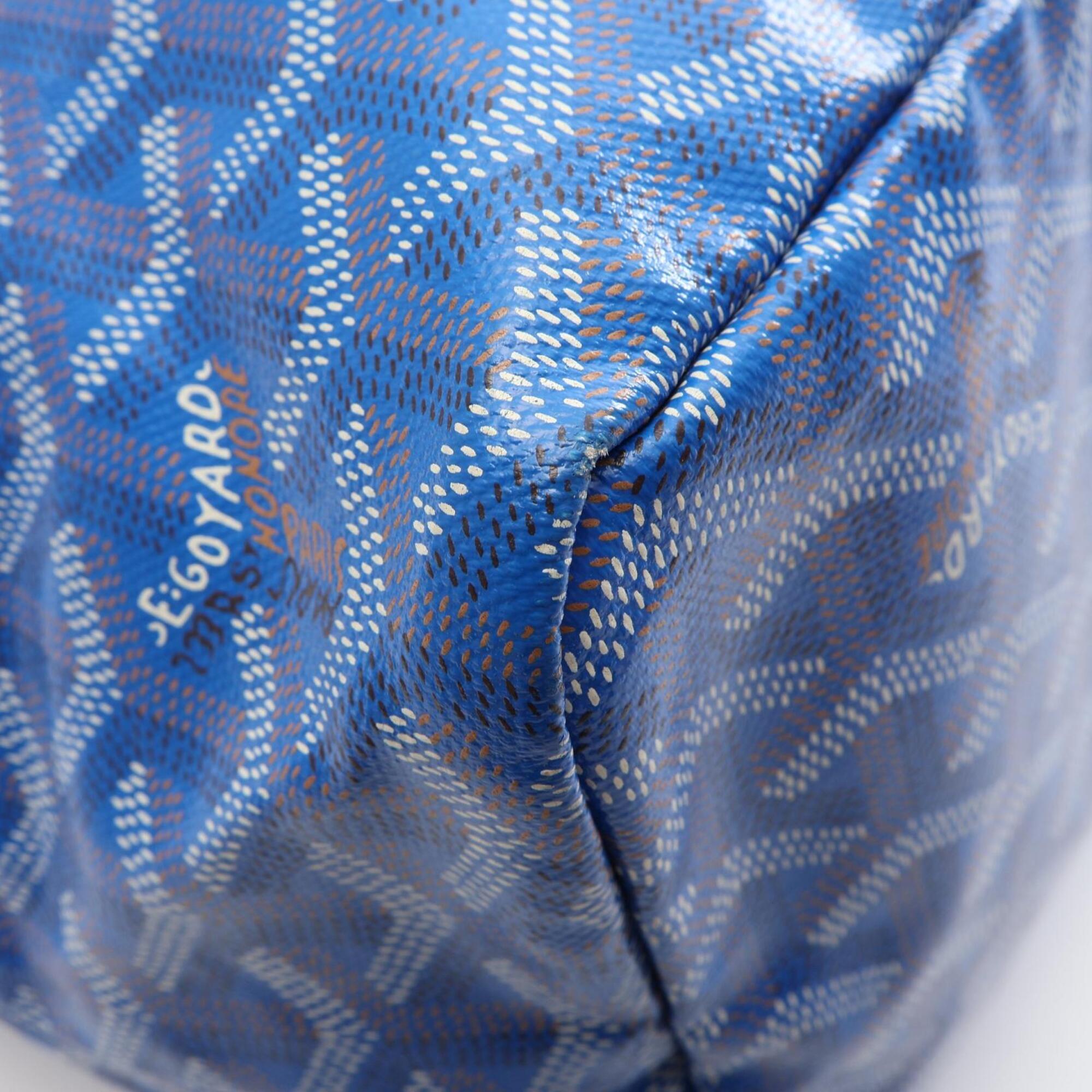 Goyard Blue Multi-Color Coated Canvas Leather Handbag Pouch Tote Bag (Pre-Owned)