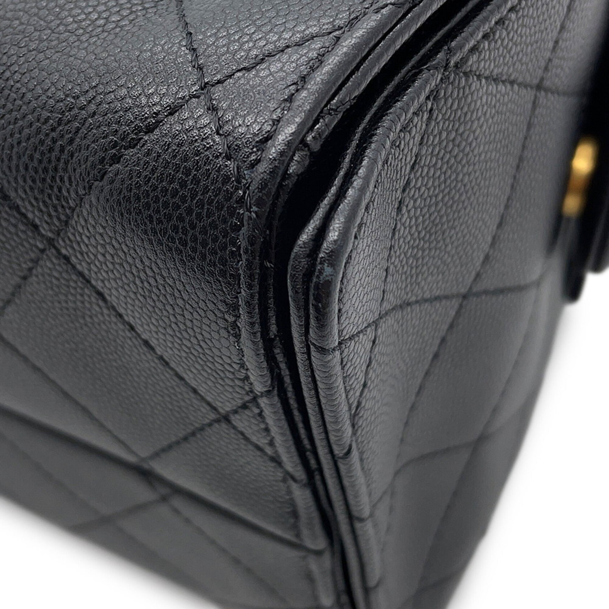 Chanel Black Grained Calfskin Handbag Shoulder Bag (Pre-Owned)