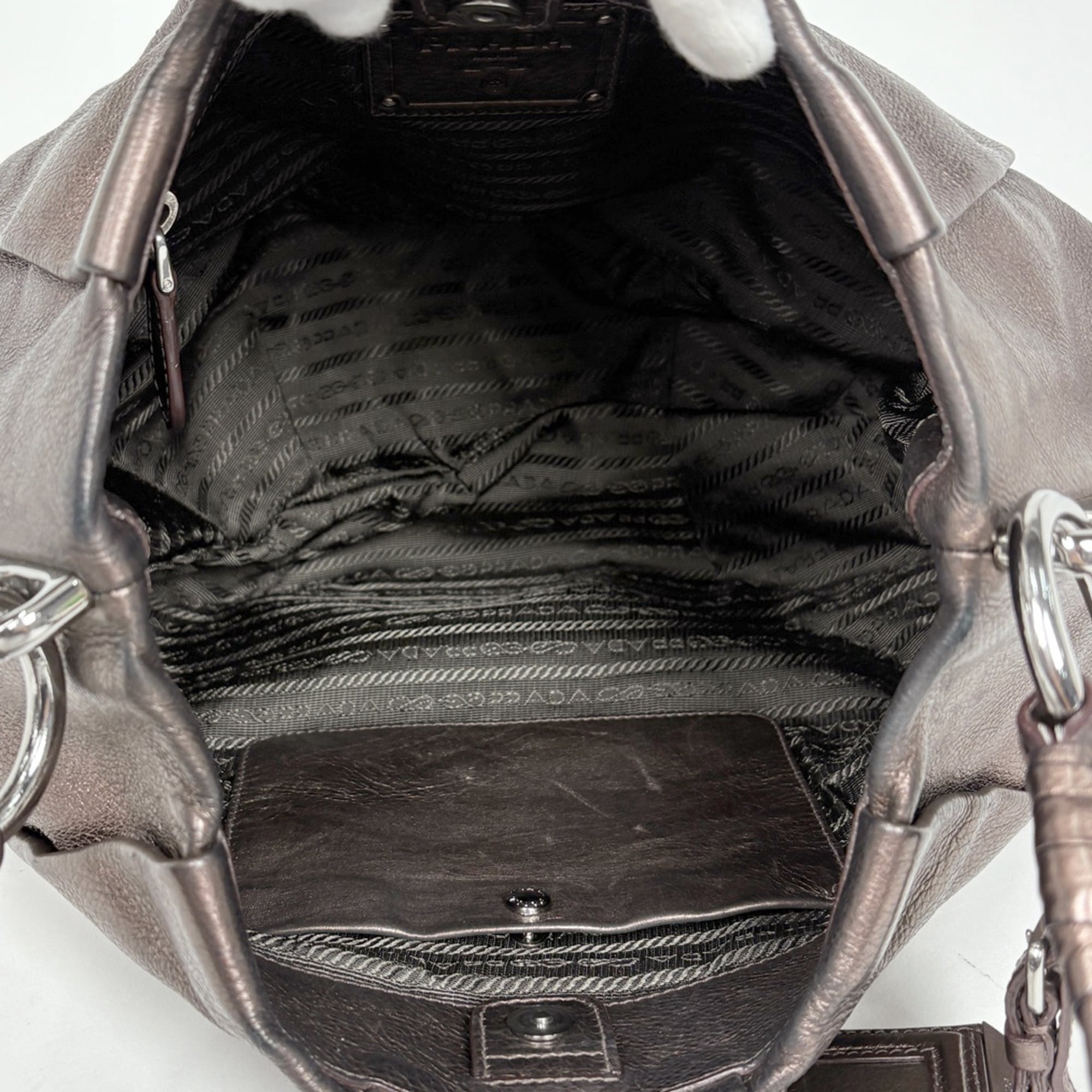 Prada Bronze Leather Shoulder Bag (Pre-Owned)