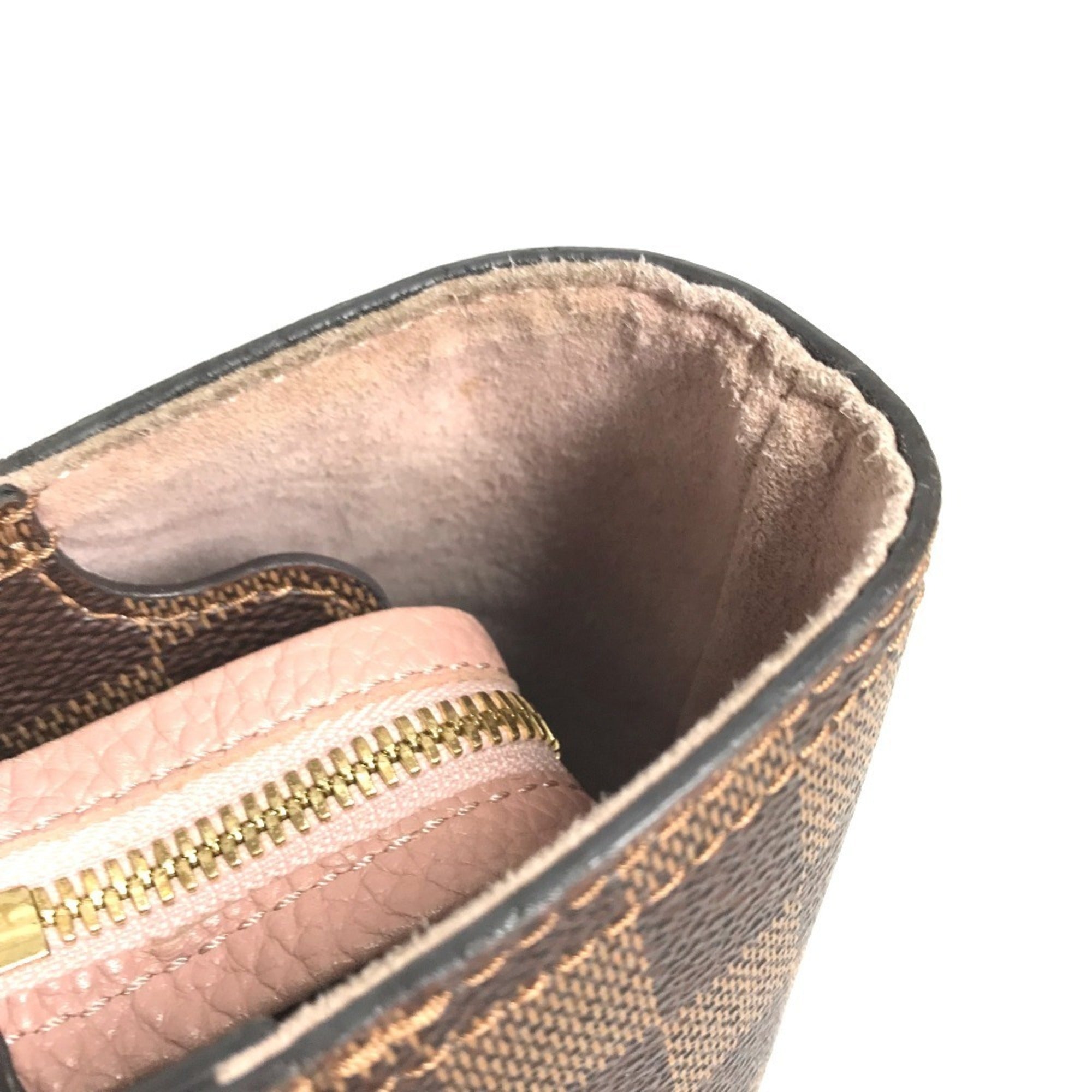 Louis Vuitton Brown Damier Canvas Galle Magnolia Pink Jersey Handbag Shoulder Bag Tote Bag (Pre-Owned)