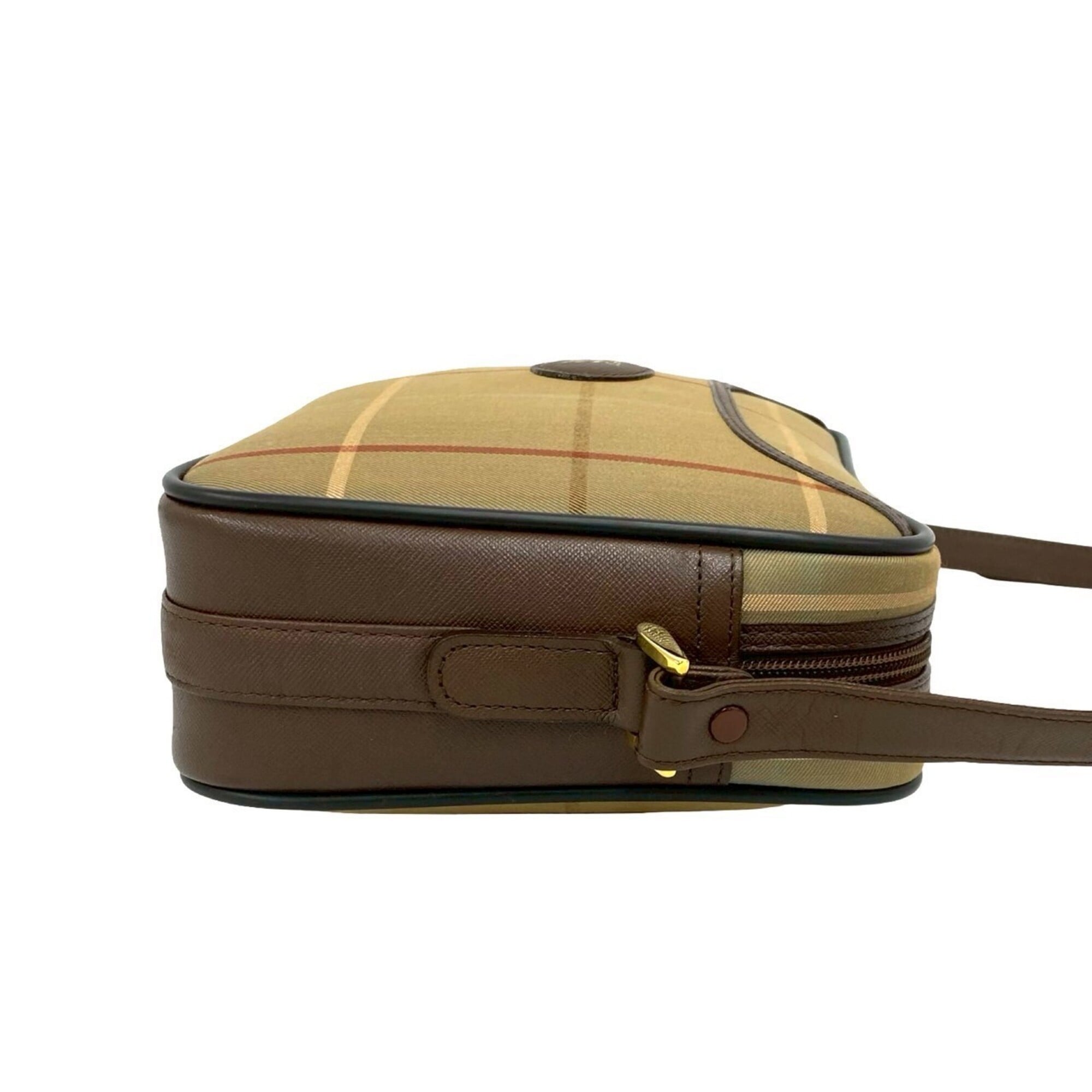 Burberry Brown Khaki Canvas Leather Shoulder Bag (Pre-Owned)