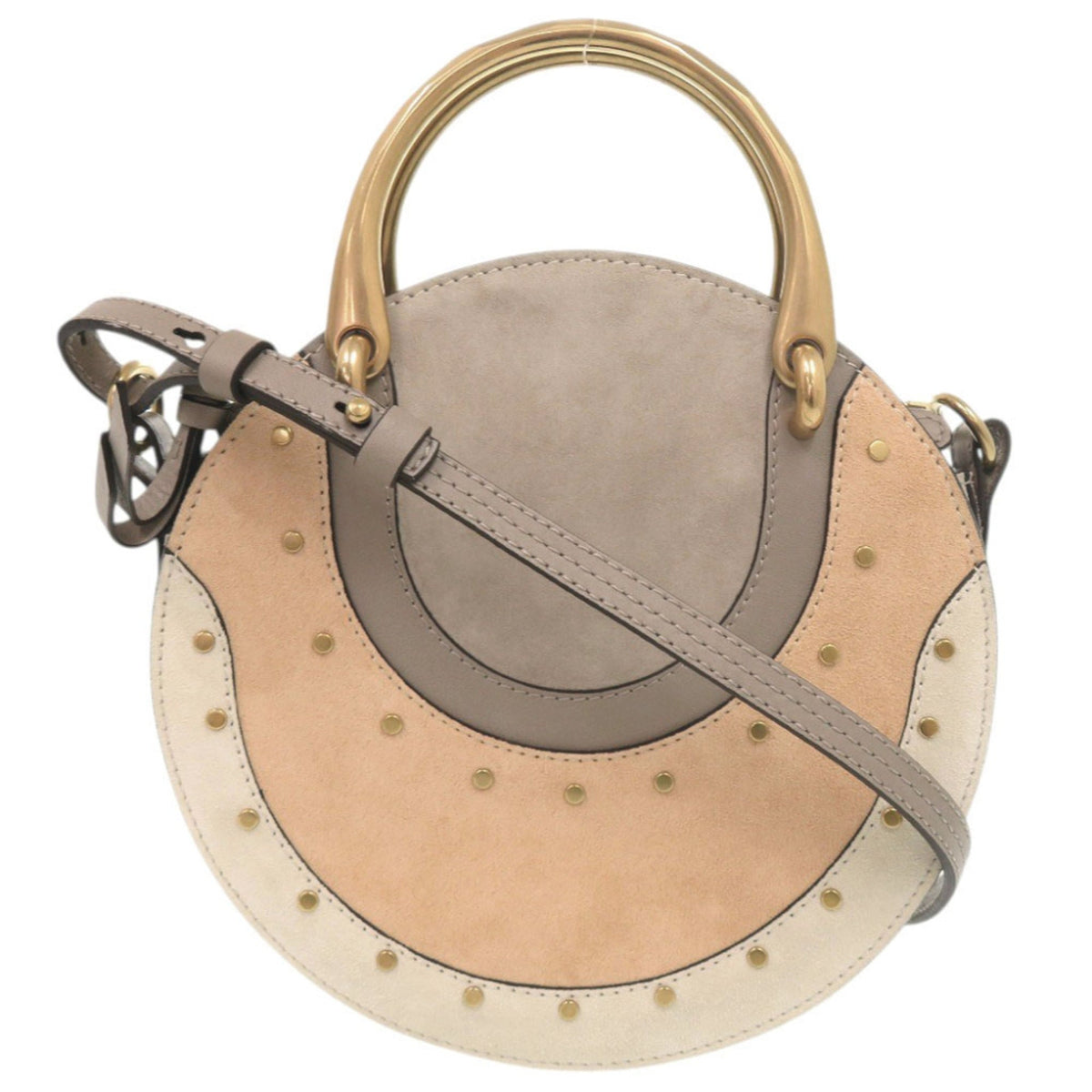 Chloé Gray Beige Suede Leather Handbag Shoulder Bag (Pre-Owned)
