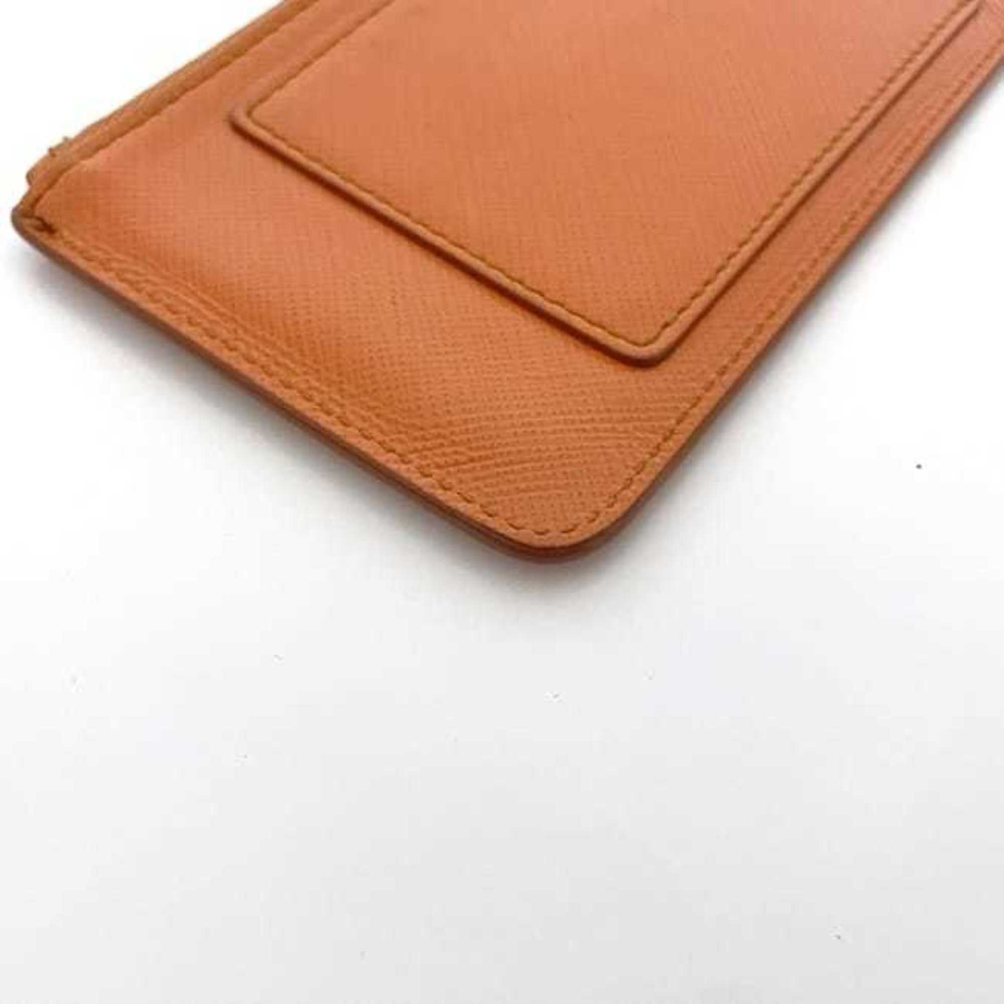 Salvatore Ferragamo Orange Leather Coin Purse/Coin Case (Pre-Owned)