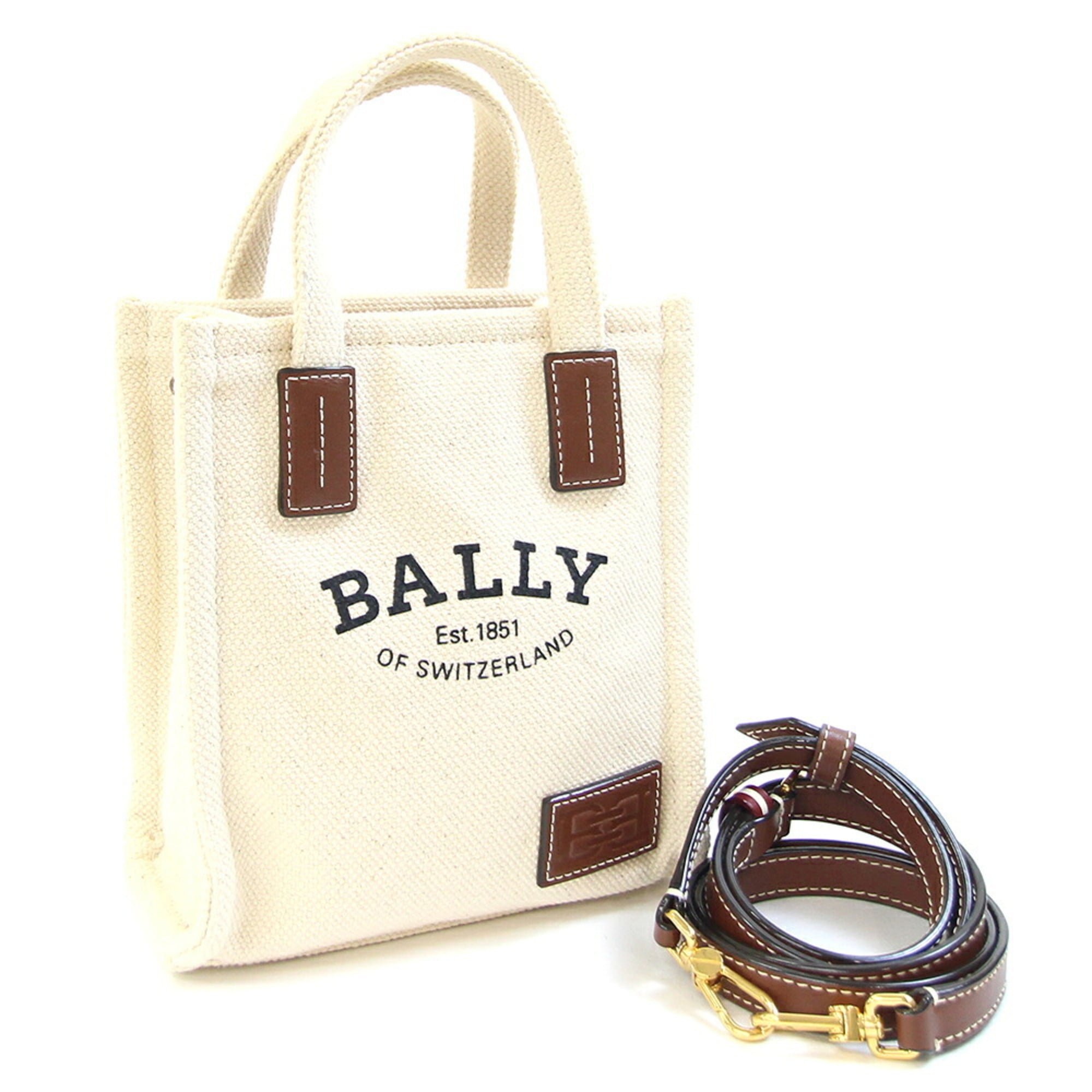 Bally Brown Cotton Canvas Leather Handbag Pochette (Pre-Owned)