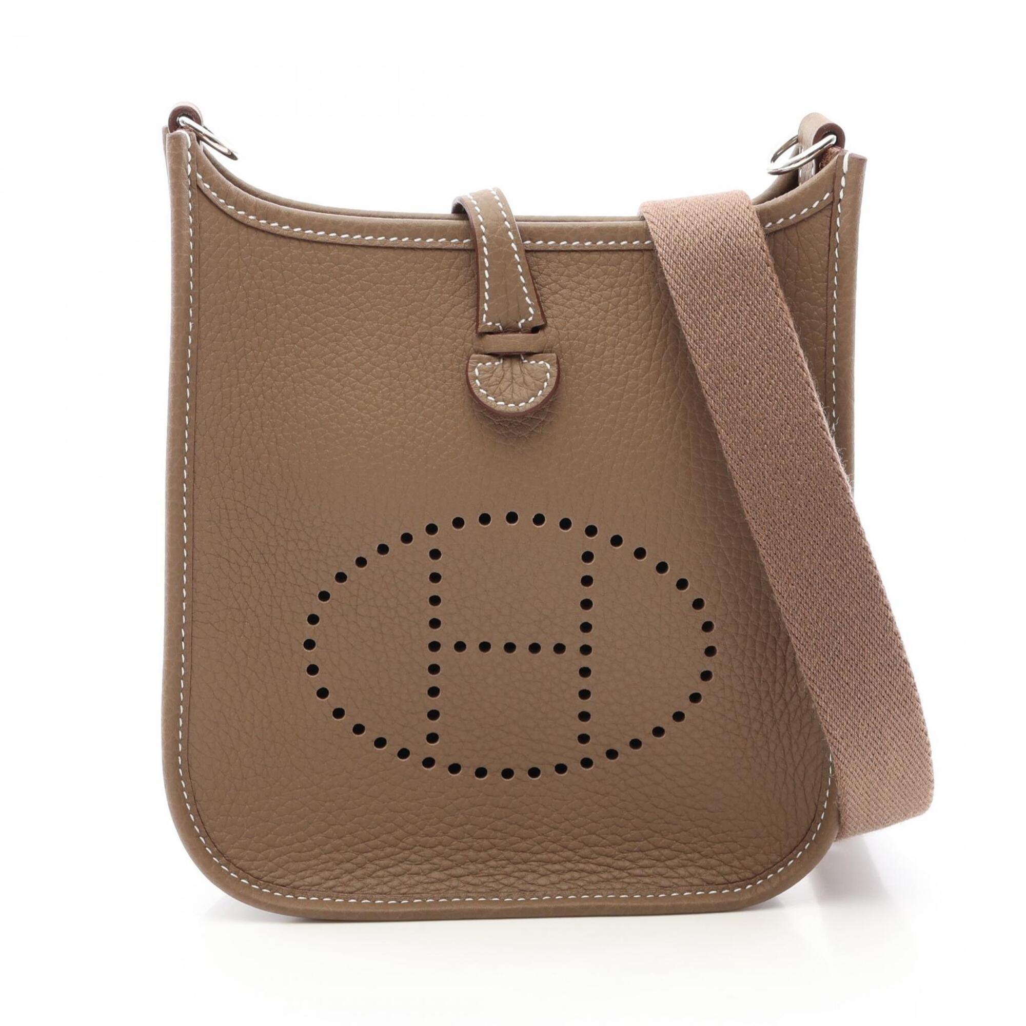 Hermes Beige Etoupe Gray Taurillon Clemence Leather Handbag Shoulder Bag (Pre-Owned)