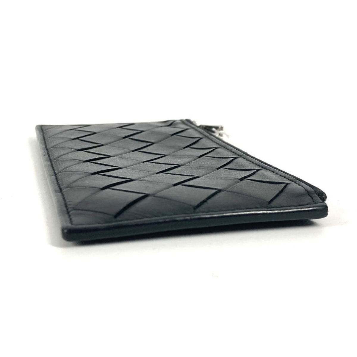 Bottega Veneta Intrecciato Black Leather Coin Purse/Coin Case (Pre-Owned)