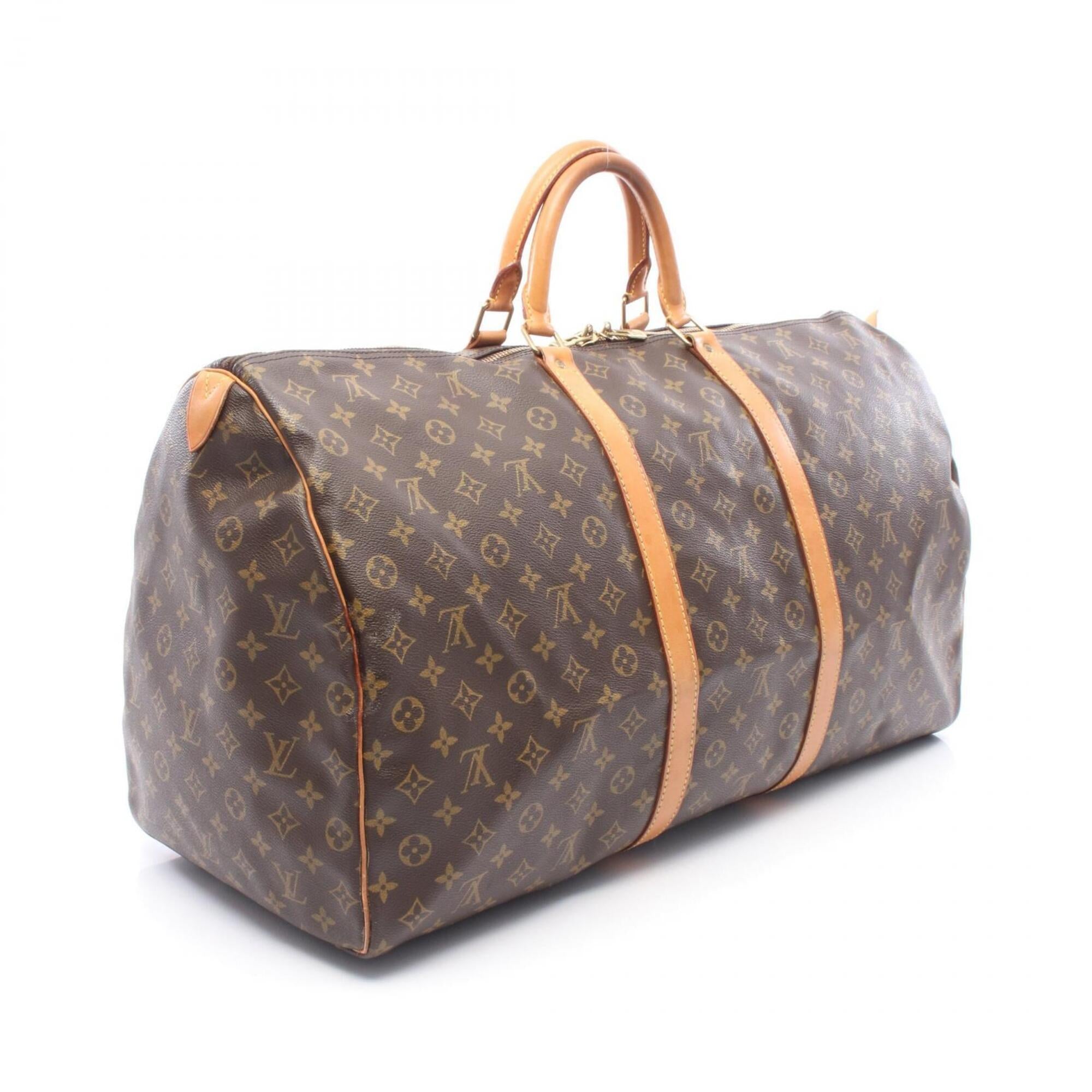 Louis Vuitton Brown Coated Canvas Leather Boston Bag Handbag (Pre-Owned)