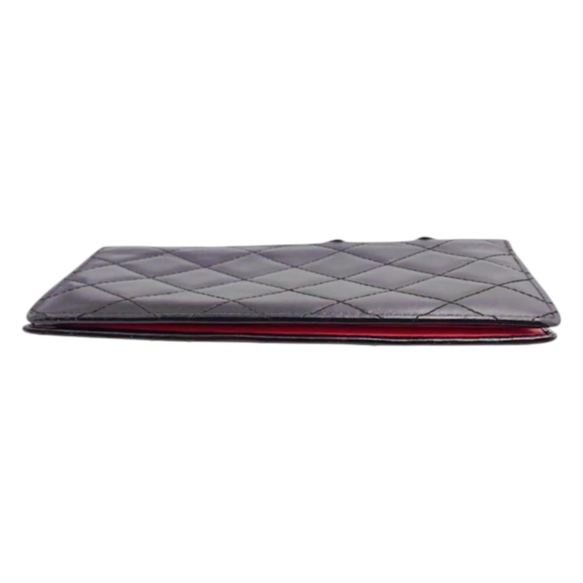 Chanel Black Pink Leather Long Wallet (Bi-Fold) (Pre-Owned)