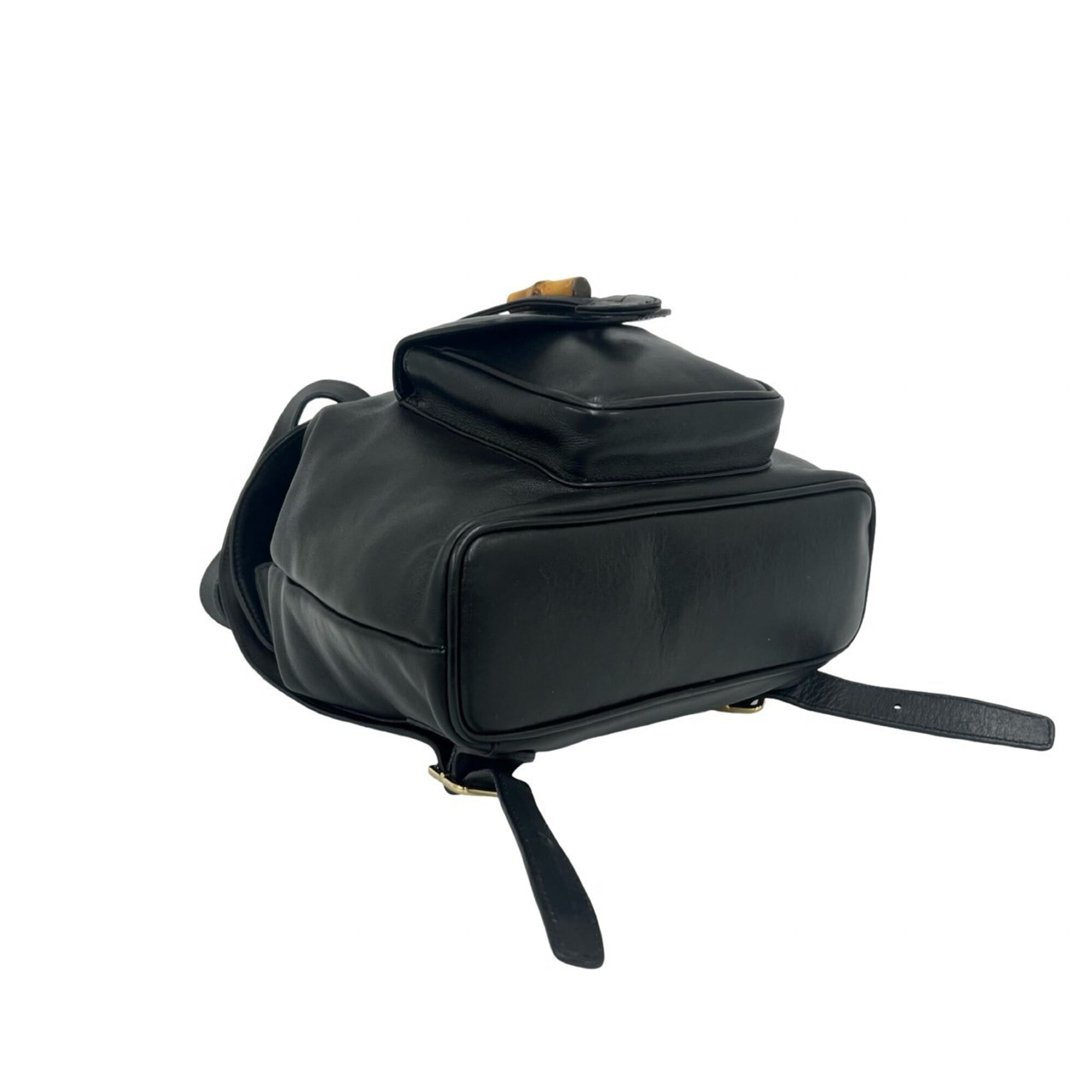 Gucci Black Leather Bamboo Backpack (Pre-Owned)