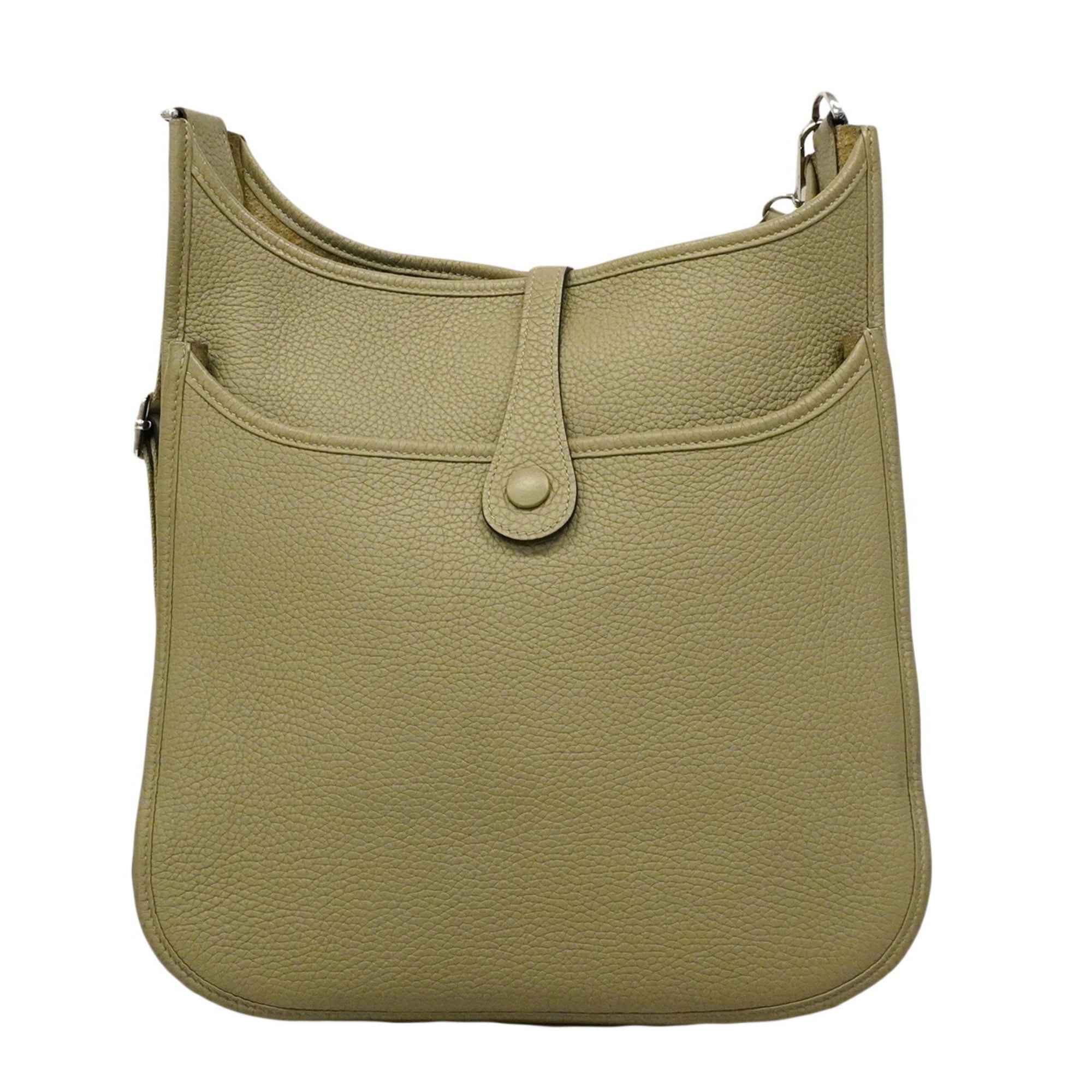 Hermes Silver Taurillon Clemence Leather Shoulder Bag (Pre-Owned)