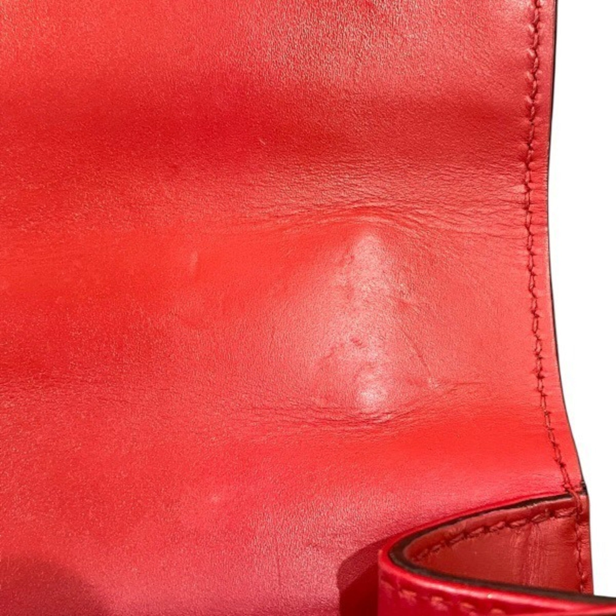 Gucci Sherry Line Red Color Leather Handbag Shoulder Bag (Pre-Owned)