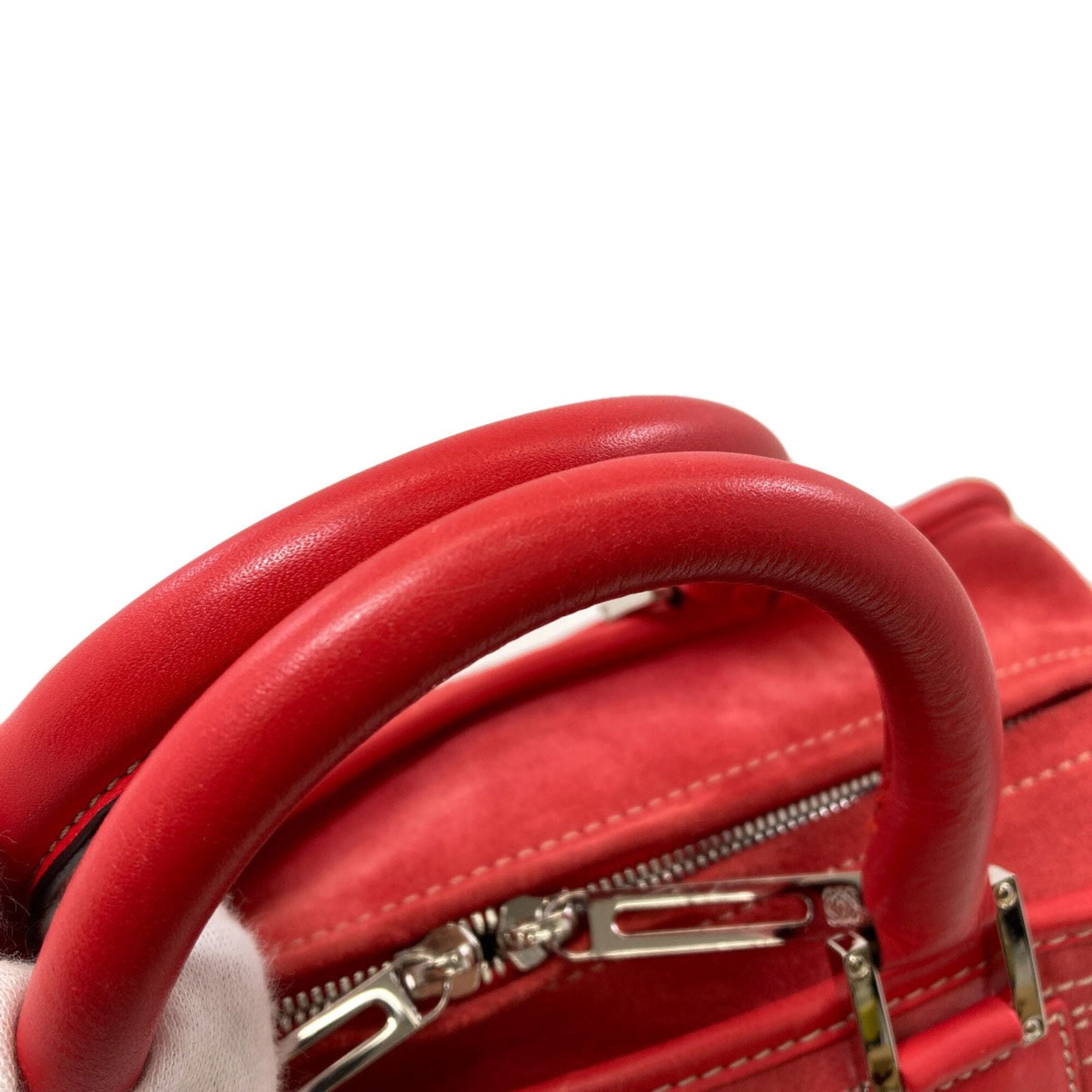 Loewe Red Color Suede Handbag (Pre-Owned)