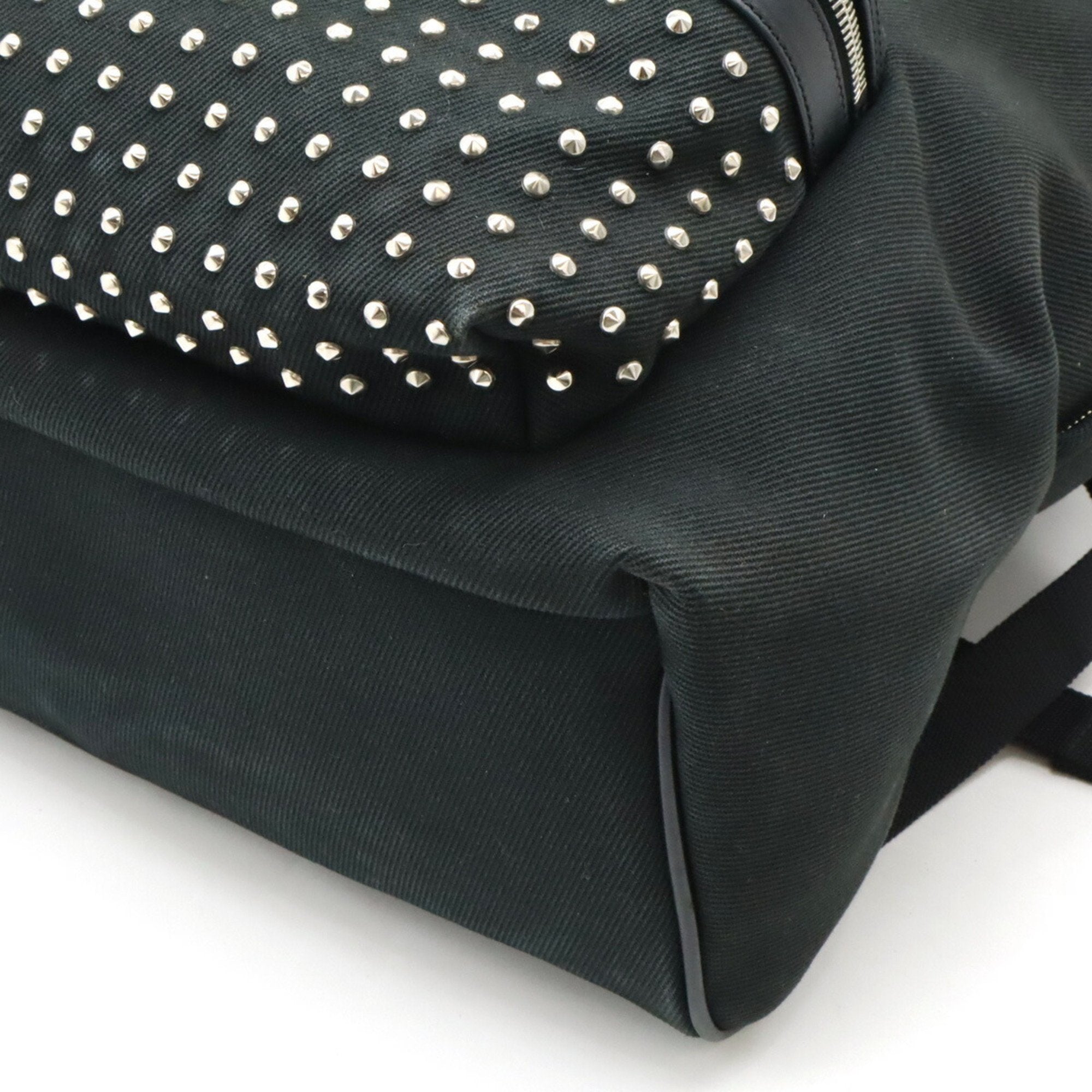 Yves Saint Laurent Black Canvas Leather Backpack (Pre-Owned)