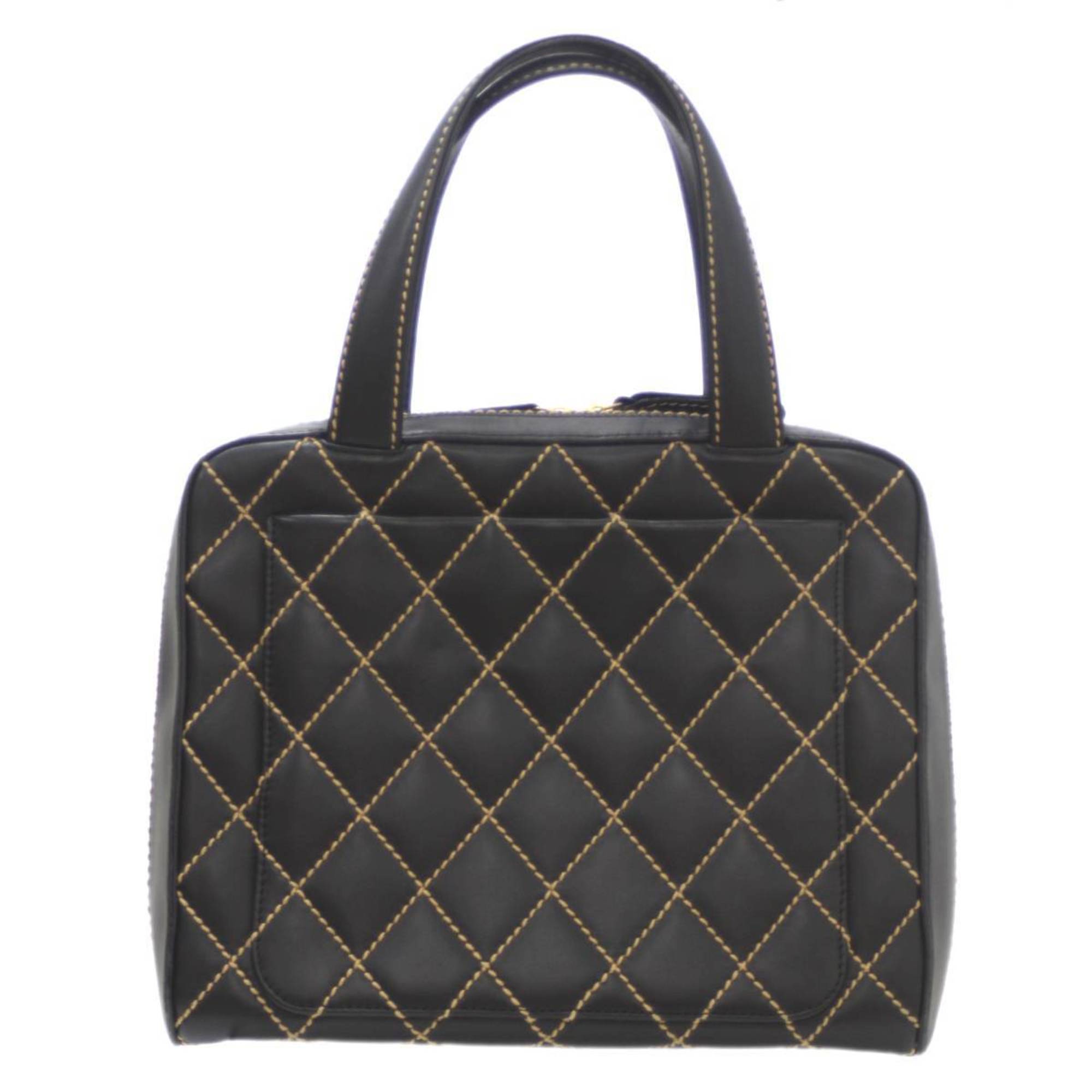Chanel Wild Stitch Black Leather Handbag (Pre-Owned)