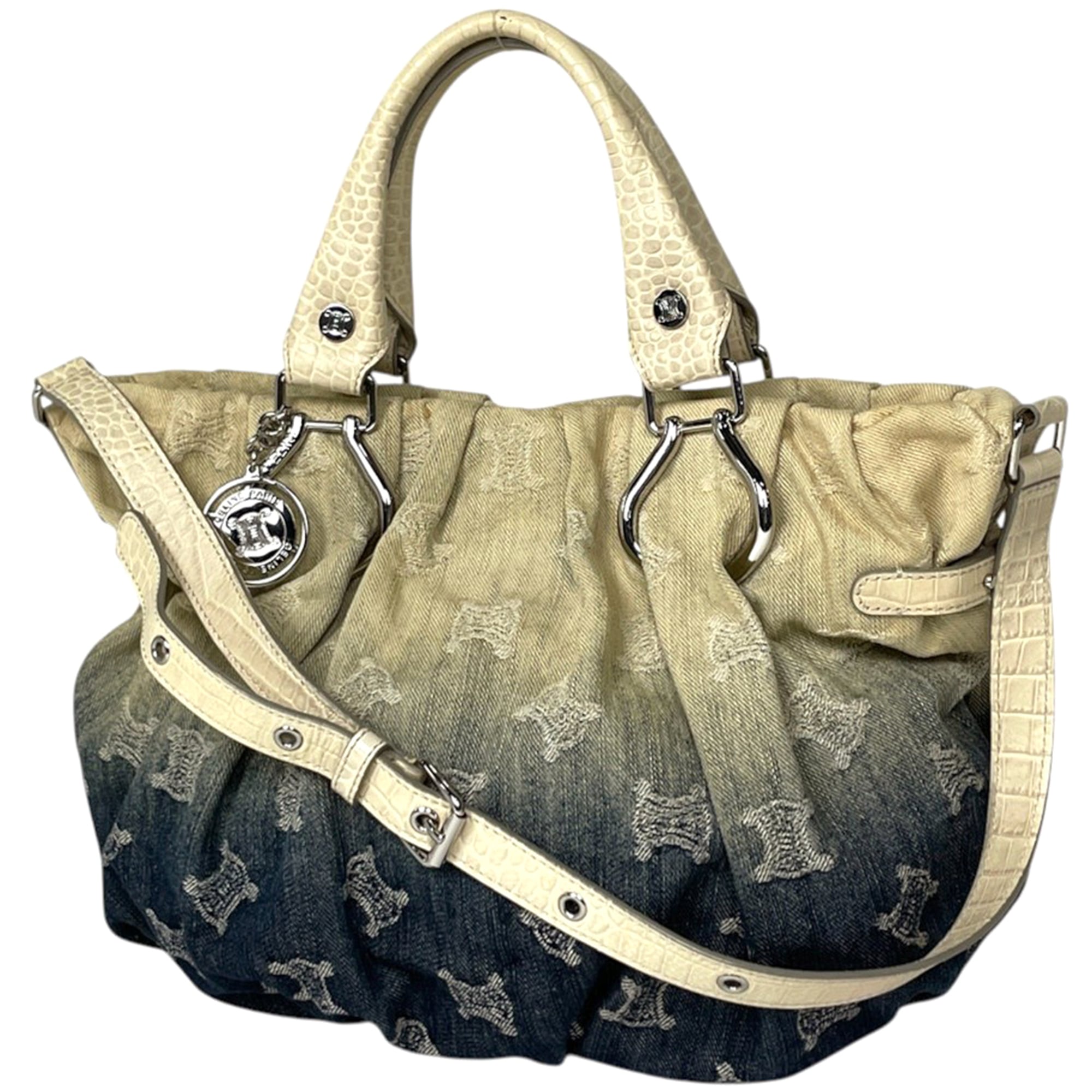 Celine Beige Blue Denim Leather Handbag (Pre-Owned)