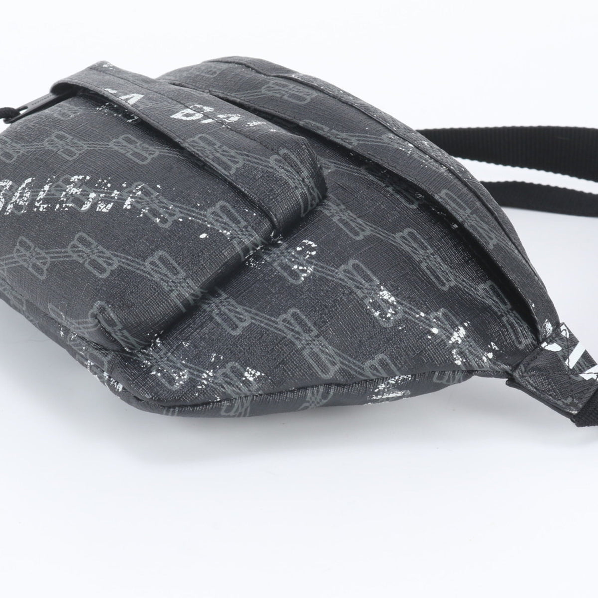 Balenciaga Black Leather Coated Canvas Pouch Shoulder Bag Sling Bag (Pre-Owned)
