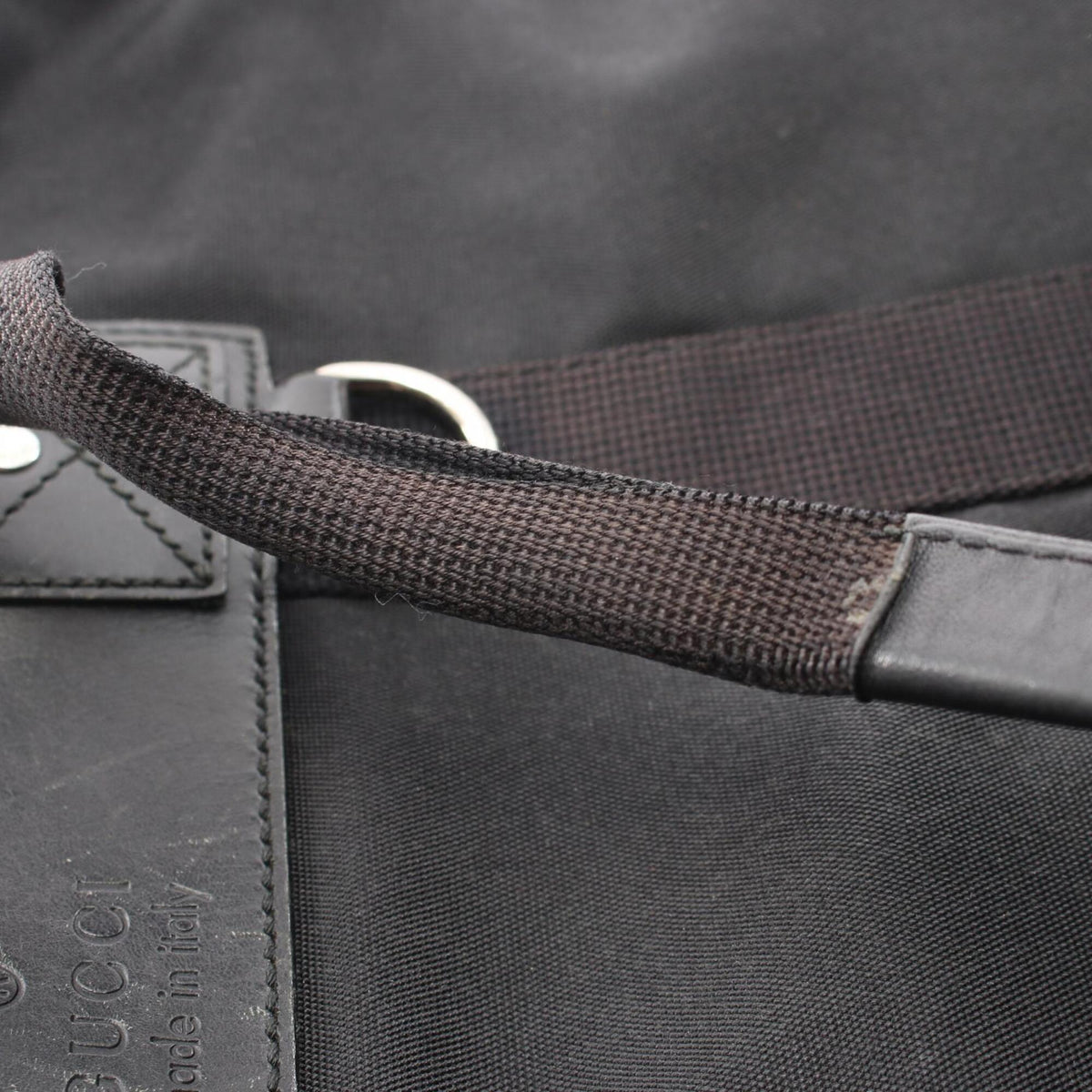 Gucci Black Canvas Leather Handbag Tote Bag (Pre-Owned)