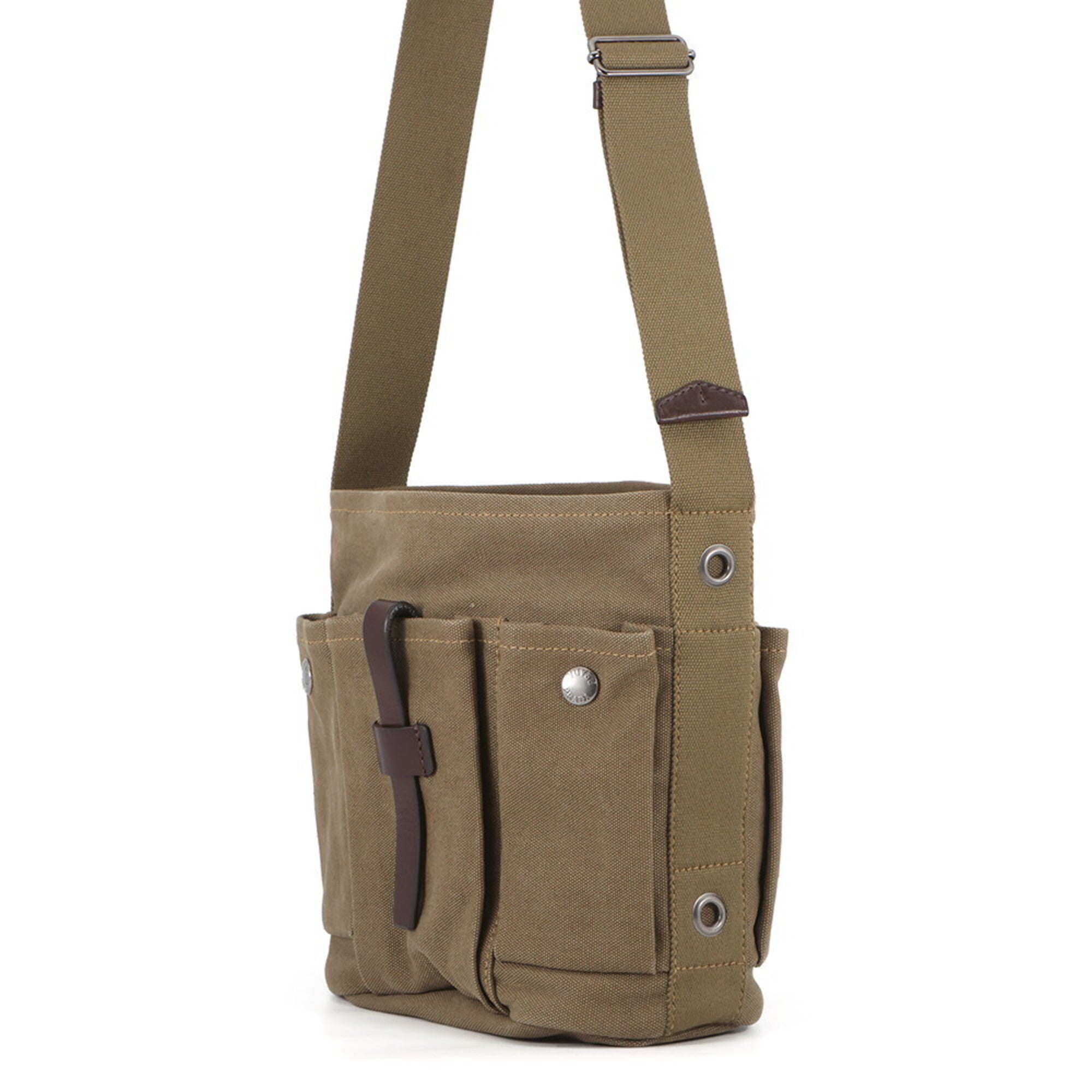 Prada Khaki Brown Canvas Leather Handbag Shoulder Bag (Pre-Owned)