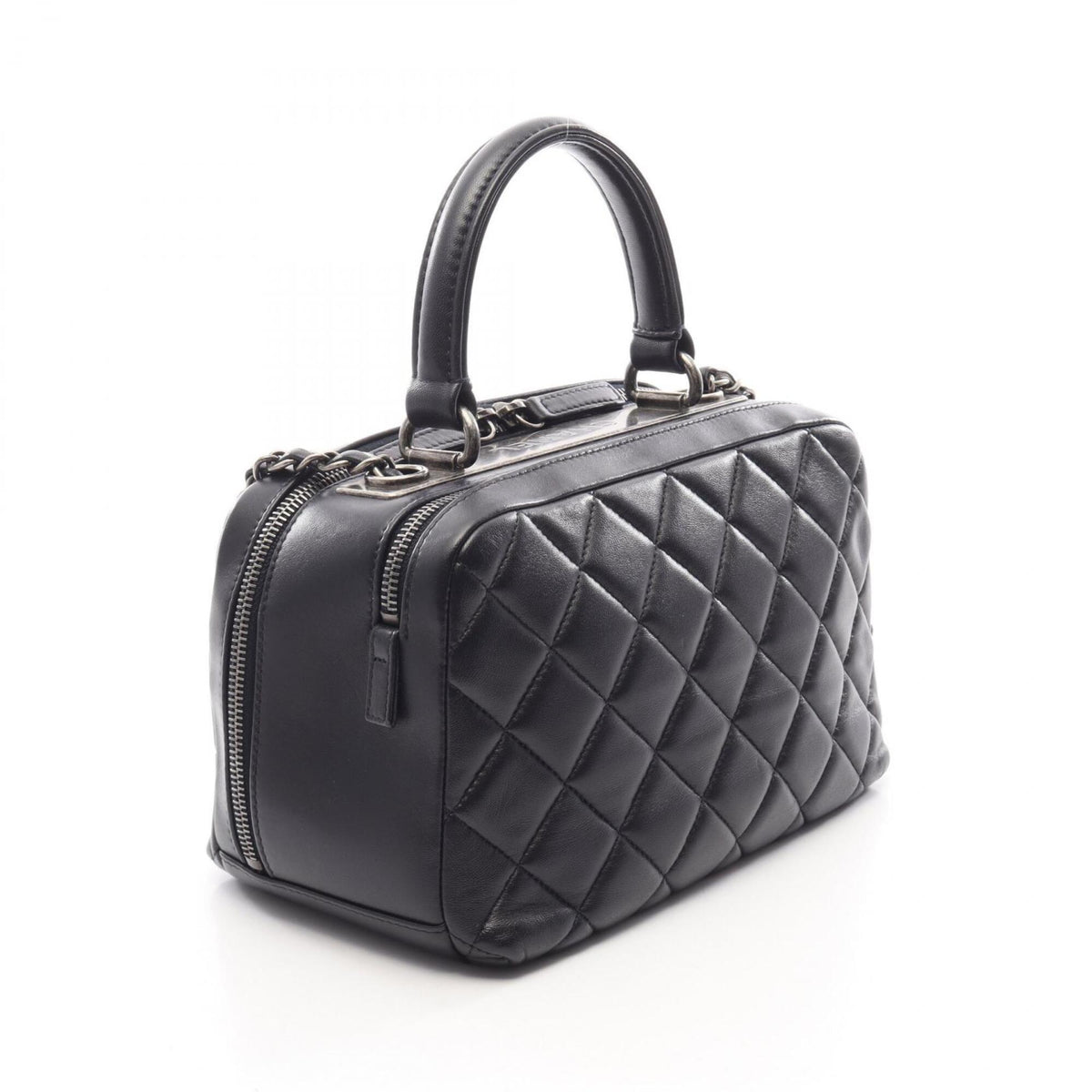 Chanel Black Leather Handbag Shoulder Bag (Pre-Owned)