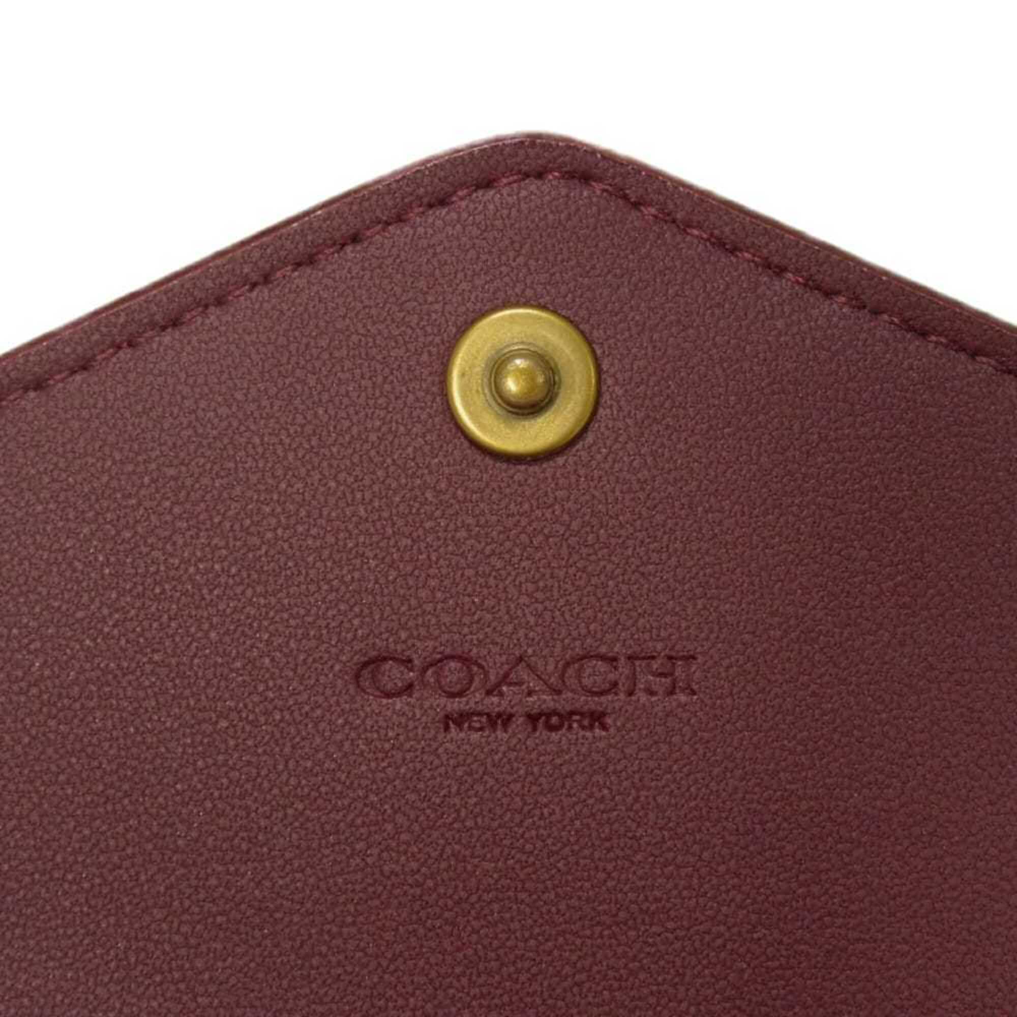 Coach Signature Beige Signature Line Coated Canvas Leather Wallet (Tri-Fold) (Pre-Owned)