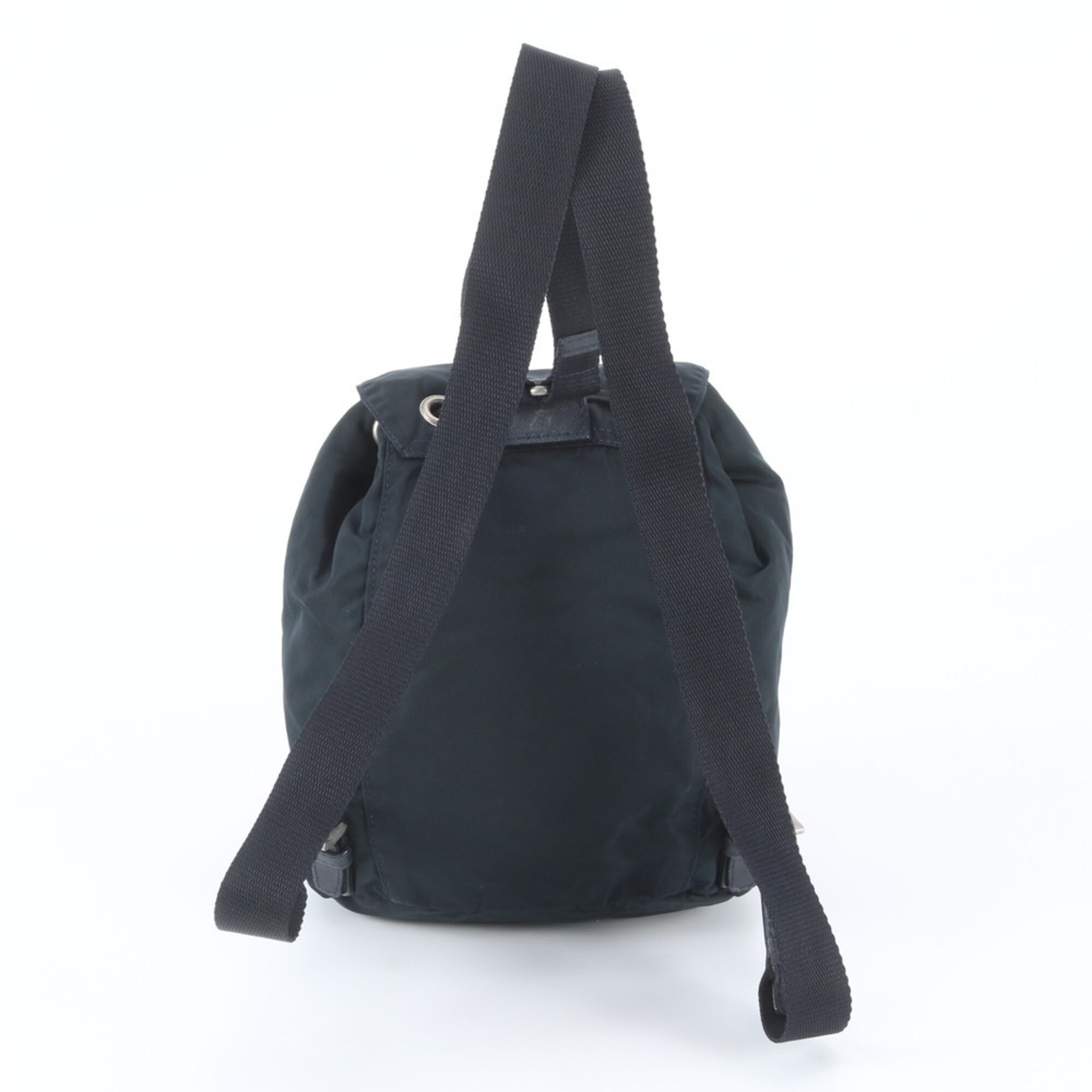 Prada Navy Black Nylon Leather Backpack (Pre-Owned)