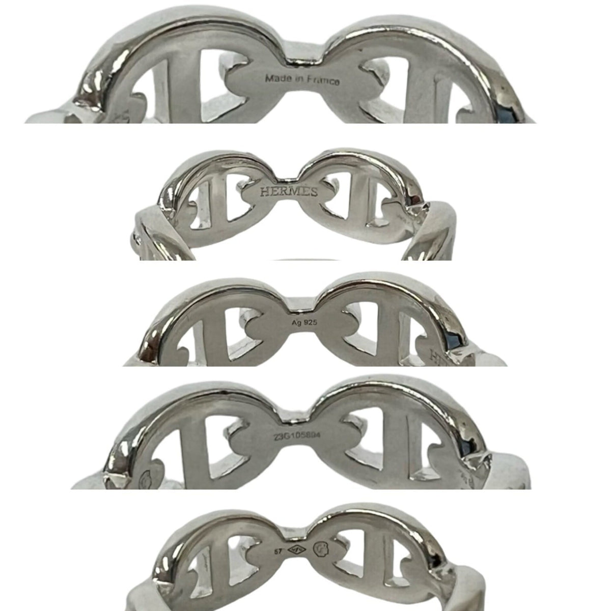 Hermes Silver Silver 925 Band Ring (Pre-Owned)