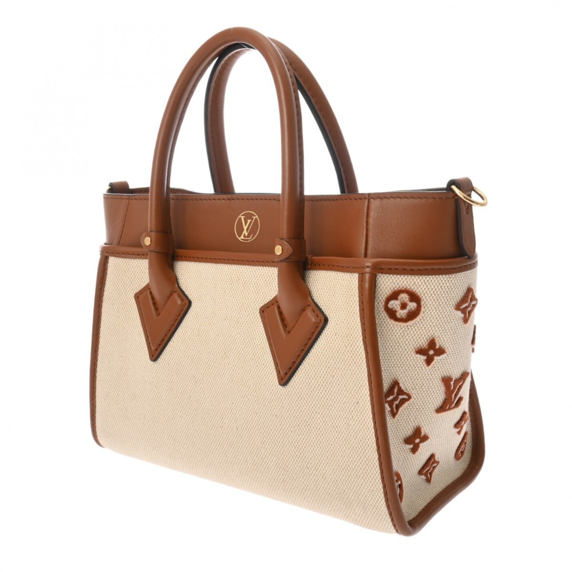 Louis Vuitton Beige Brown Canvas Leather Handbag (Pre-Owned)