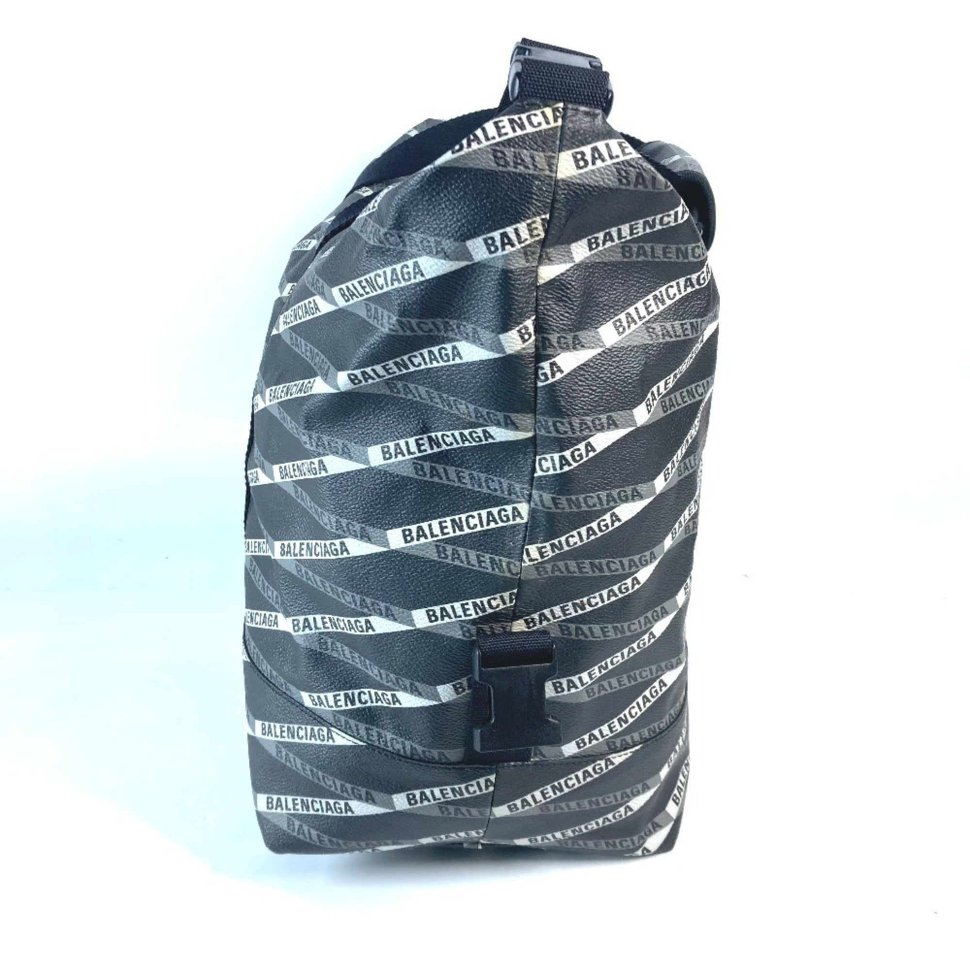 Balenciaga Black Gray Leather Pvc Boston Bag Shoulder Bag (Pre-Owned)
