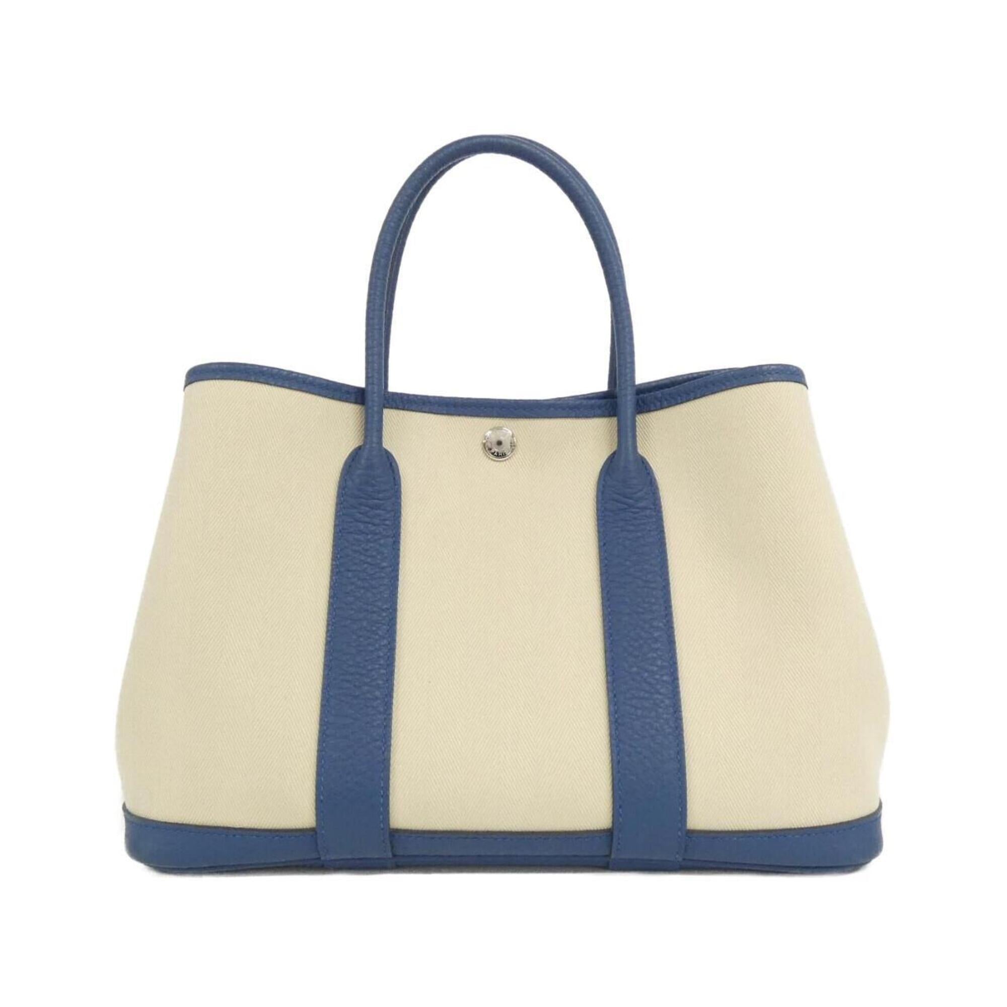 Hermes Garden Colvert Toile Chevron Country Leather Handbag (Pre-Owned)