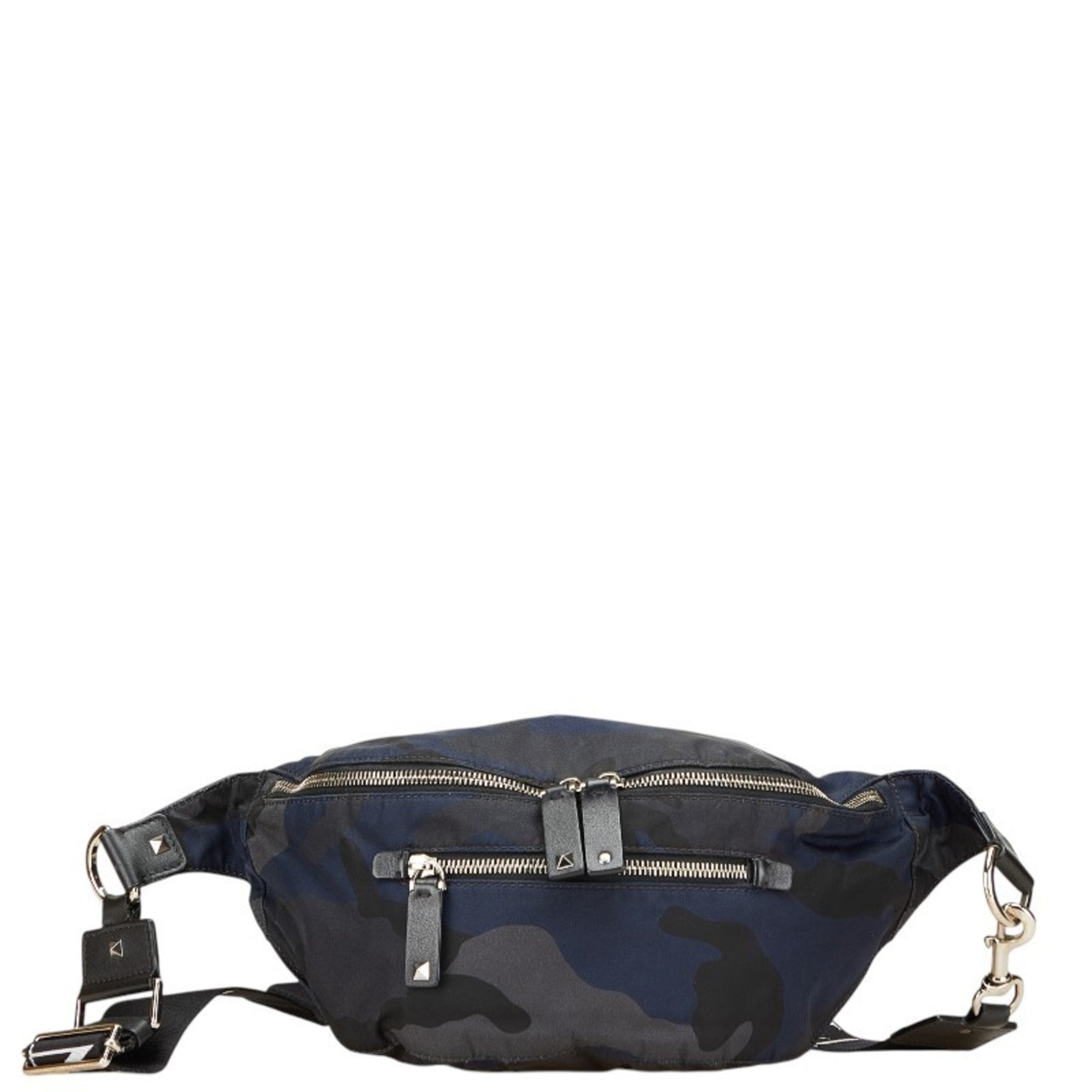 Valentino Camouflage Gray Navy Black Nylon Fanny Pack (Pre-Owned)