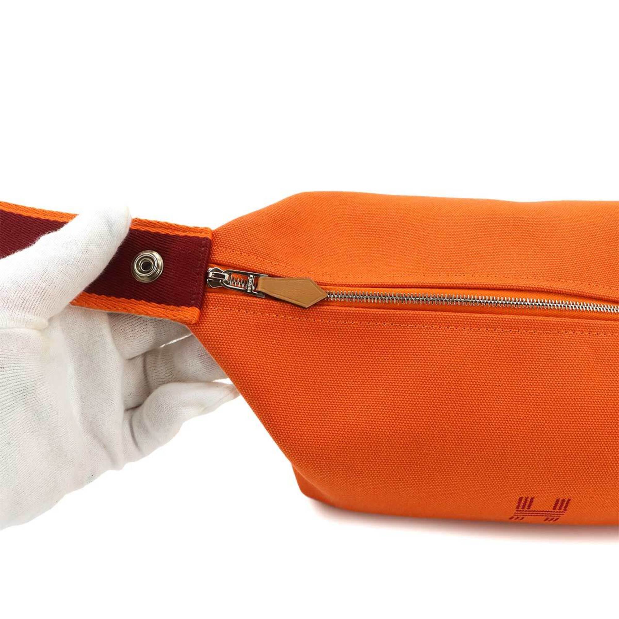 Hermes Feu Orange Rouge H Toile H Handbag Pouch (Pre-Owned)