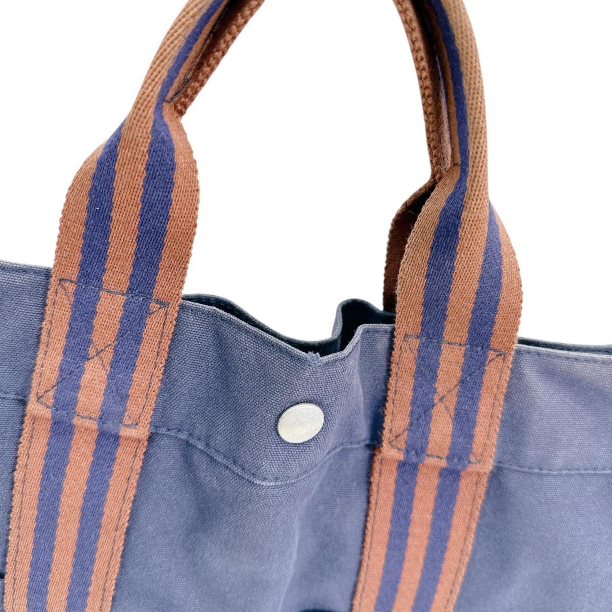 Hermes Navy Cotton Handbag Tote Bag (Pre-Owned)