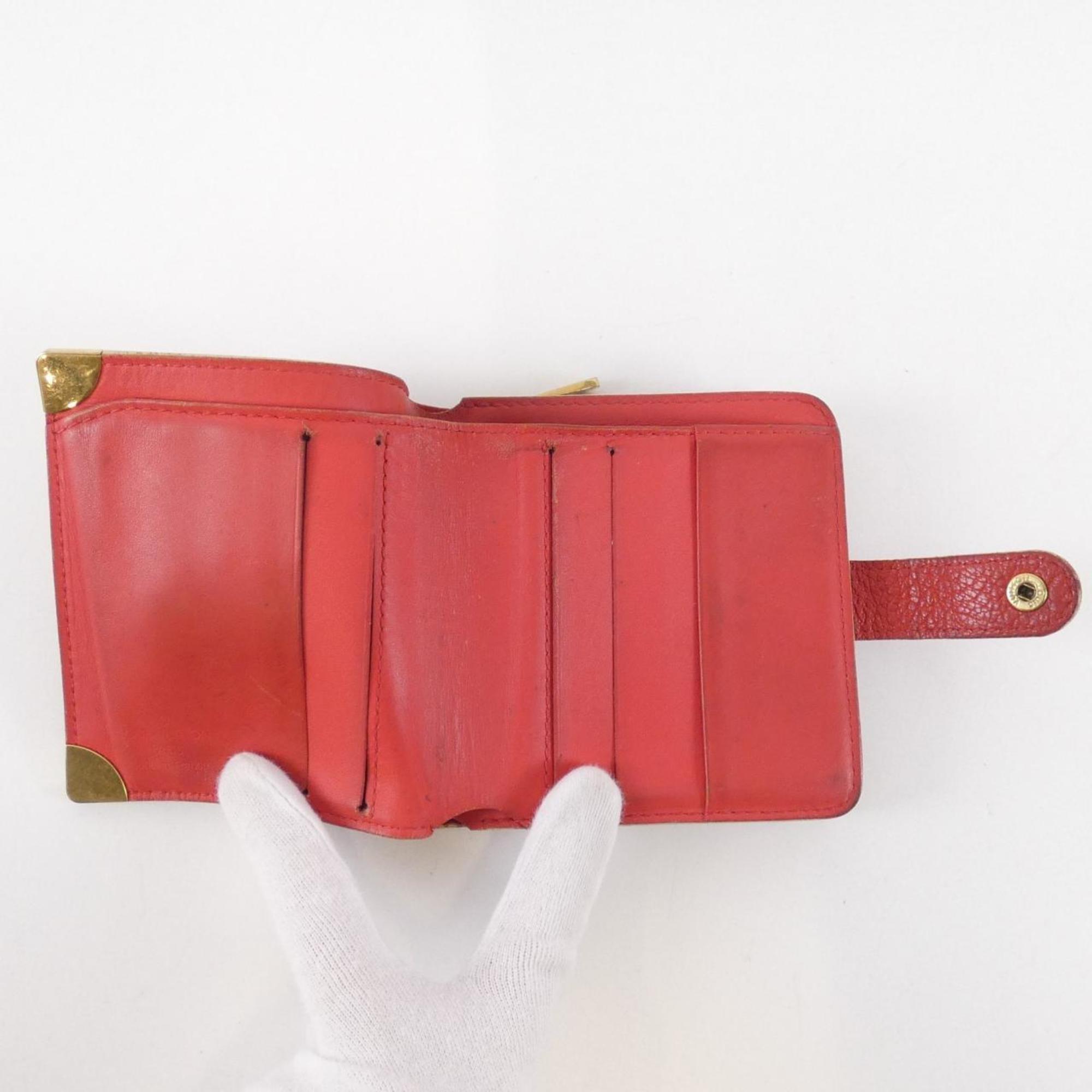Louis Vuitton Red Color Leather Wallet (Bi-Fold) (Pre-Owned)