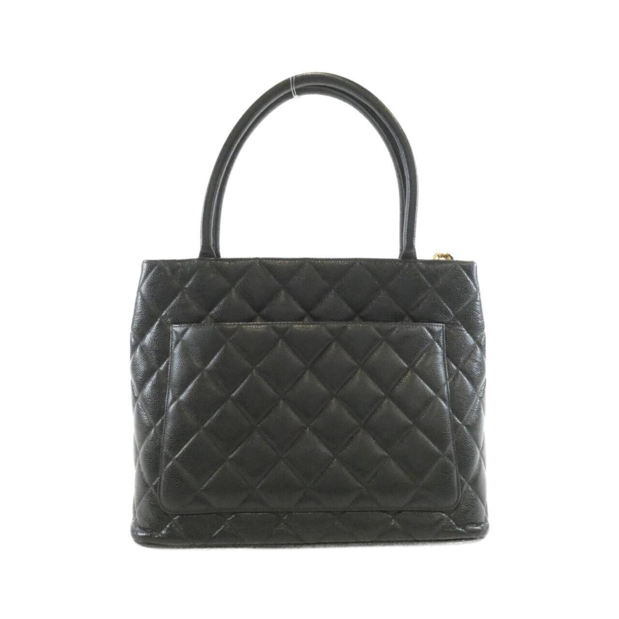 Chanel Black Grained Calfskin Handbag (Pre-Owned)