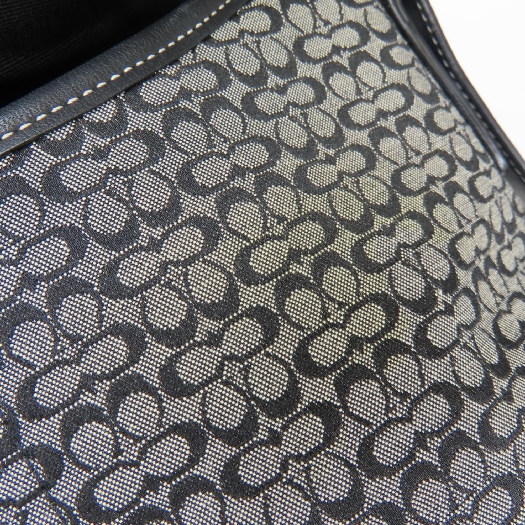 Coach Black Gray Canvas Leather Shoulder Bag (Pre-Owned)