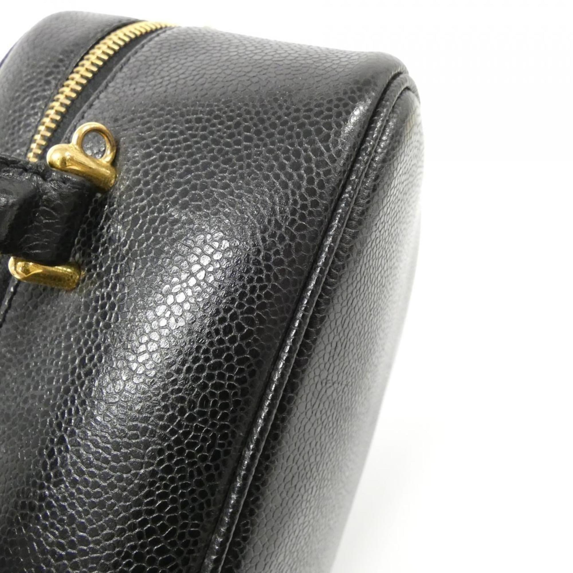 Chanel Black Caviar Leather Handbag (Pre-Owned)