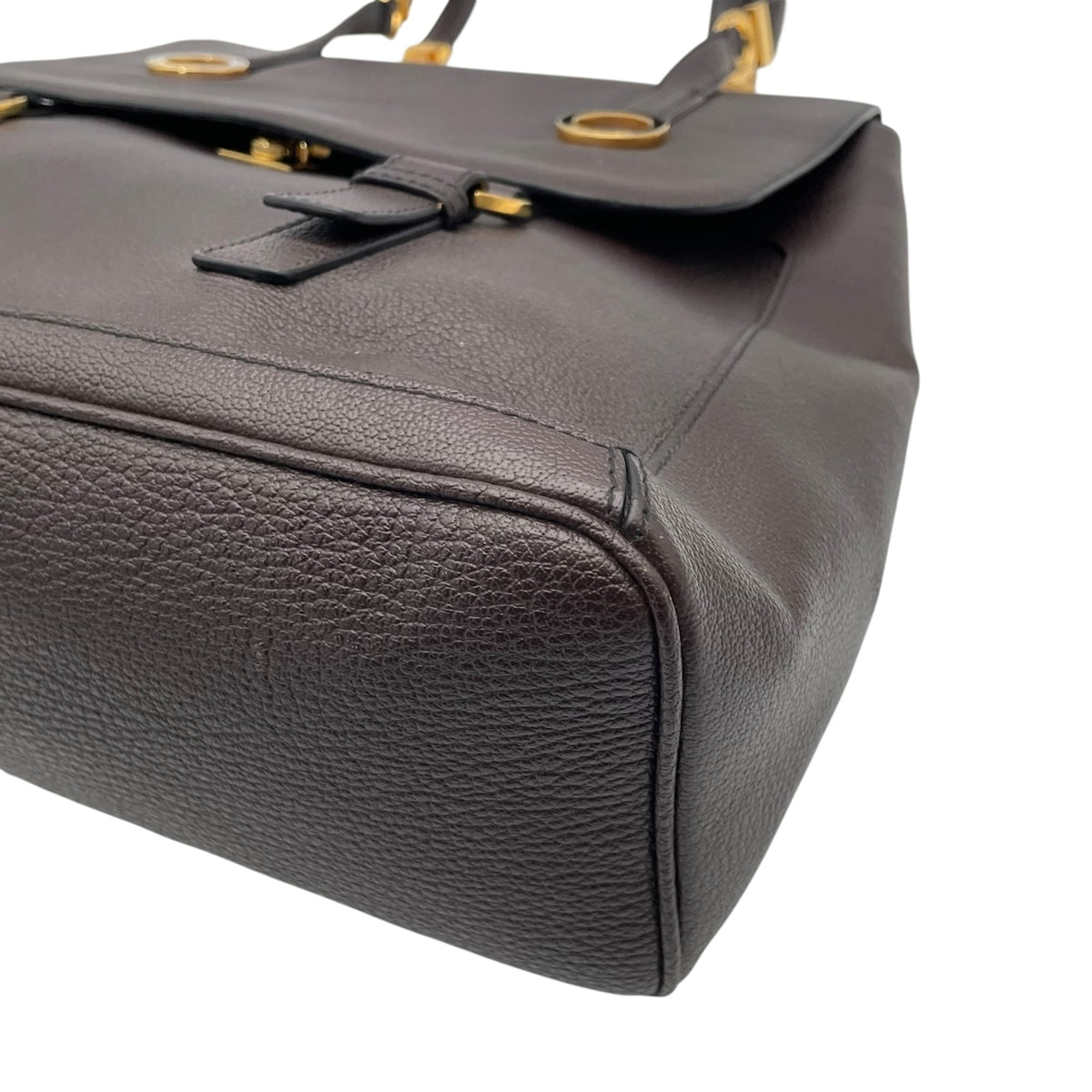 Bvlgari Dark Brown Leather Handbag Tote Bag (Pre-Owned)