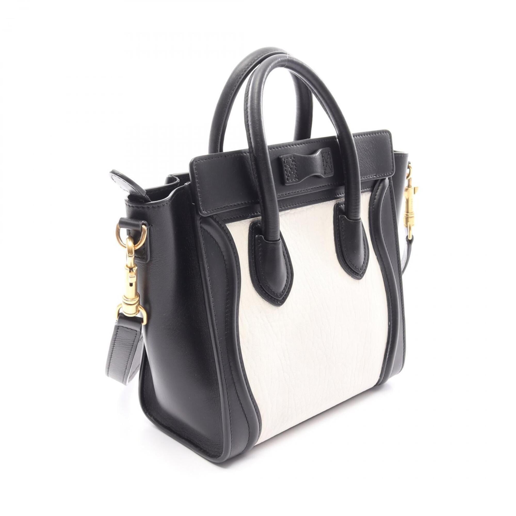 Celine Black White Leather Handbag (Pre-Owned)