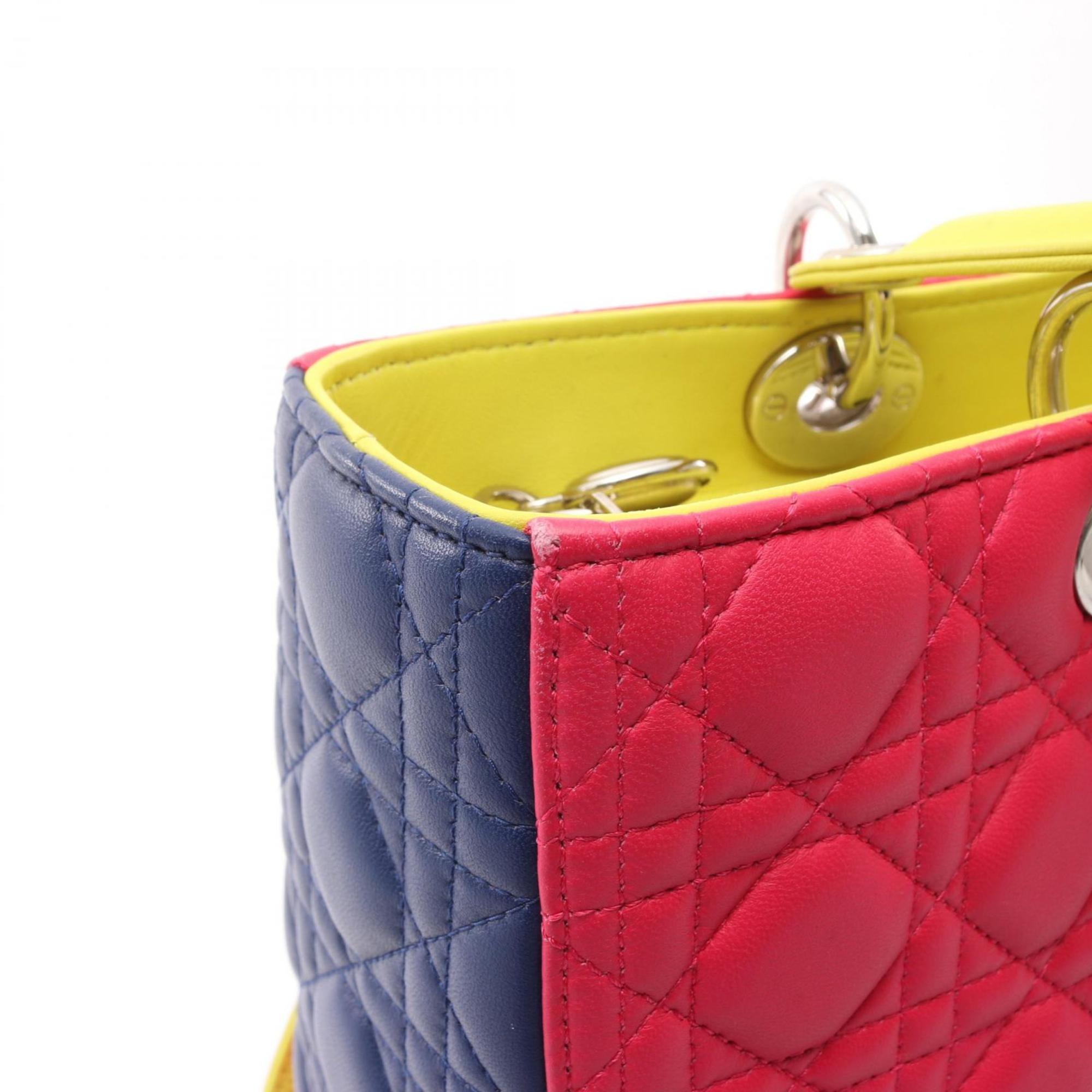 Christian Dior Blue Pink Yellow Leather Handbag (Pre-Owned)