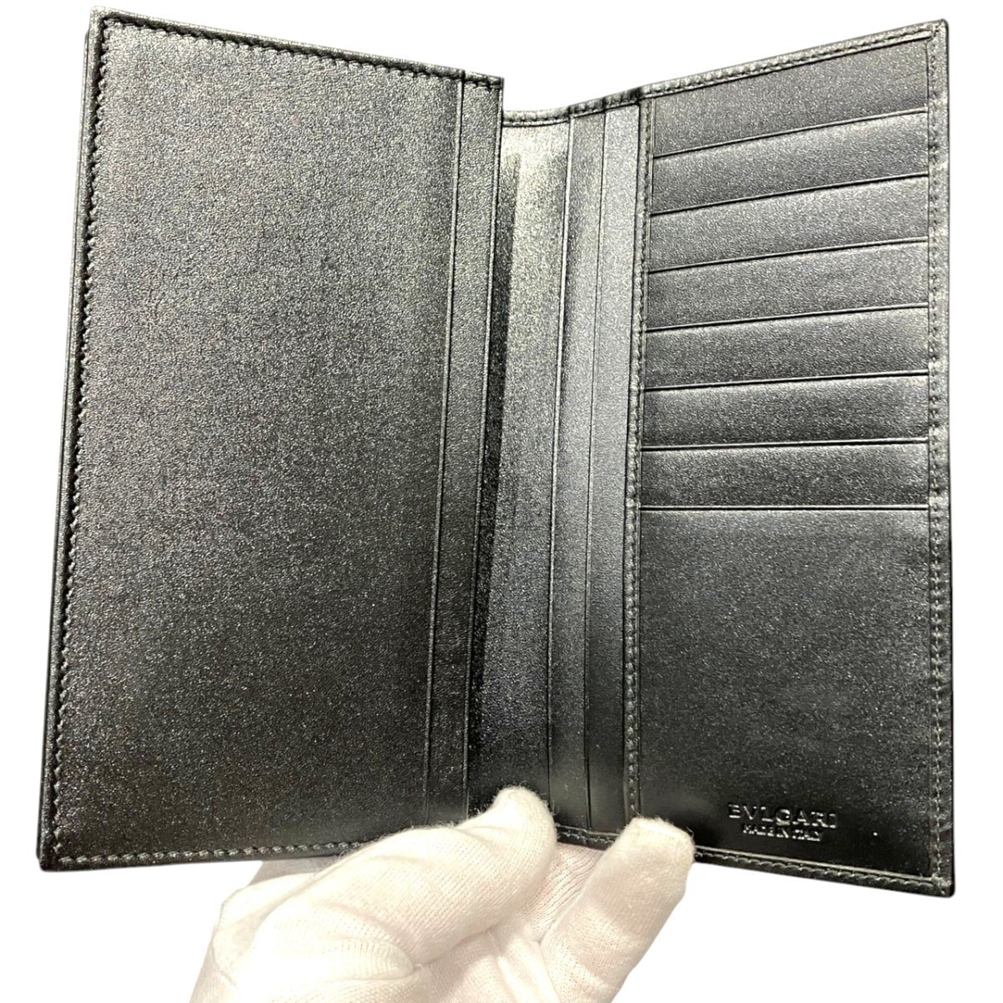 Bvlgari Weekend Gray Pvc Leather Long Wallet (Bi-Fold) (Pre-Owned)