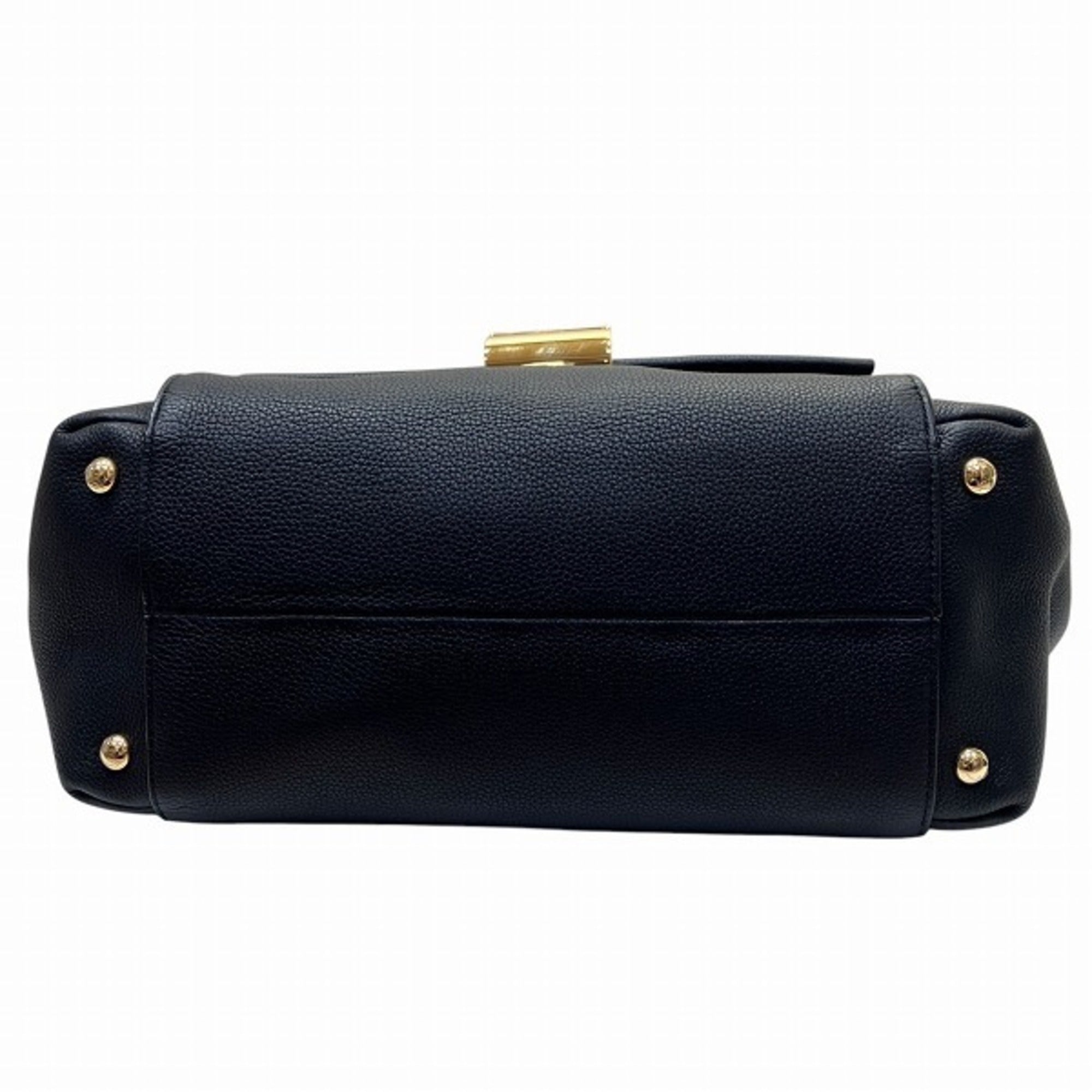Salvatore Ferragamo Black Leather Handbag Shoulder Bag (Pre-Owned)