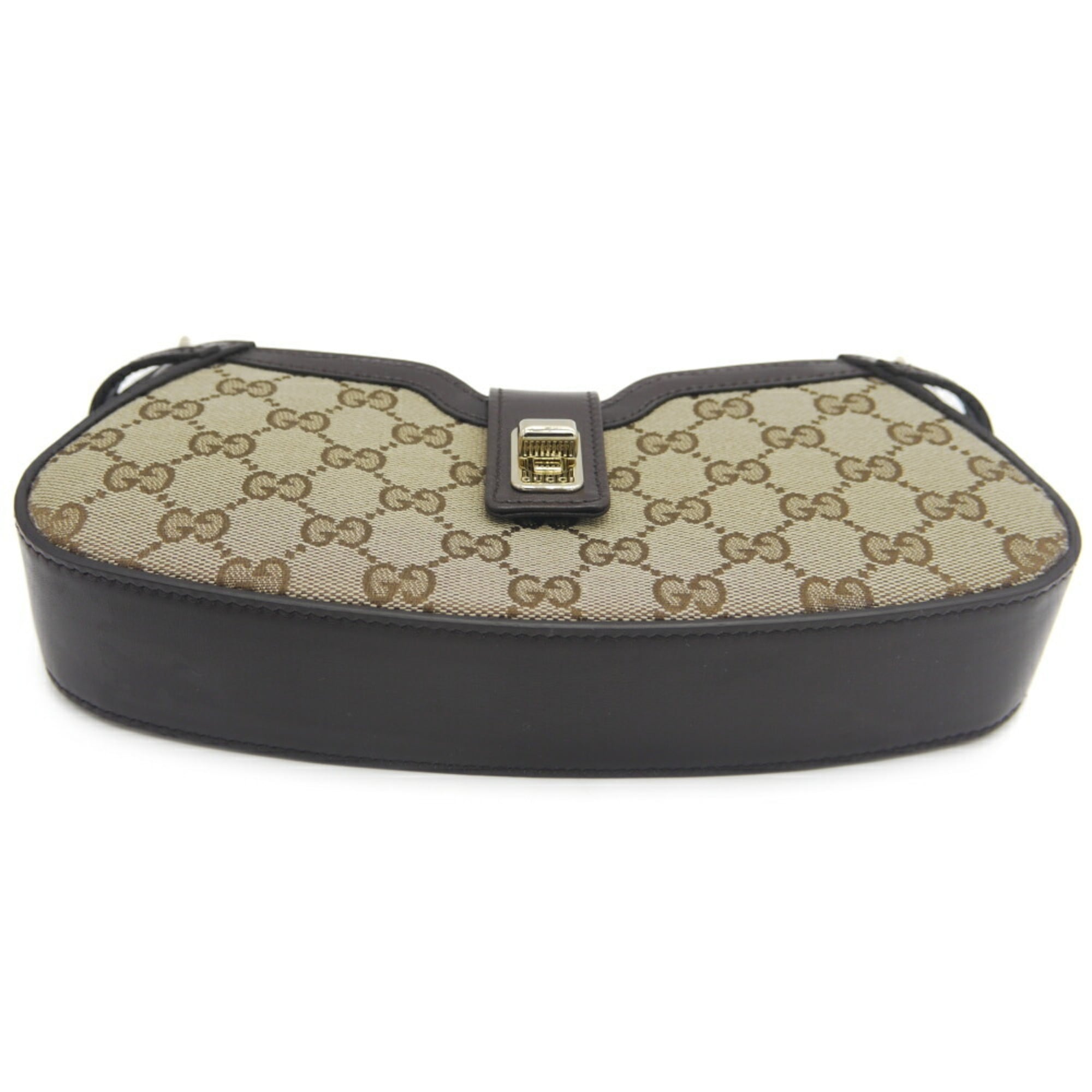 Gucci Beige Gg Canvas Leather Shoulder Bag (Pre-Owned)