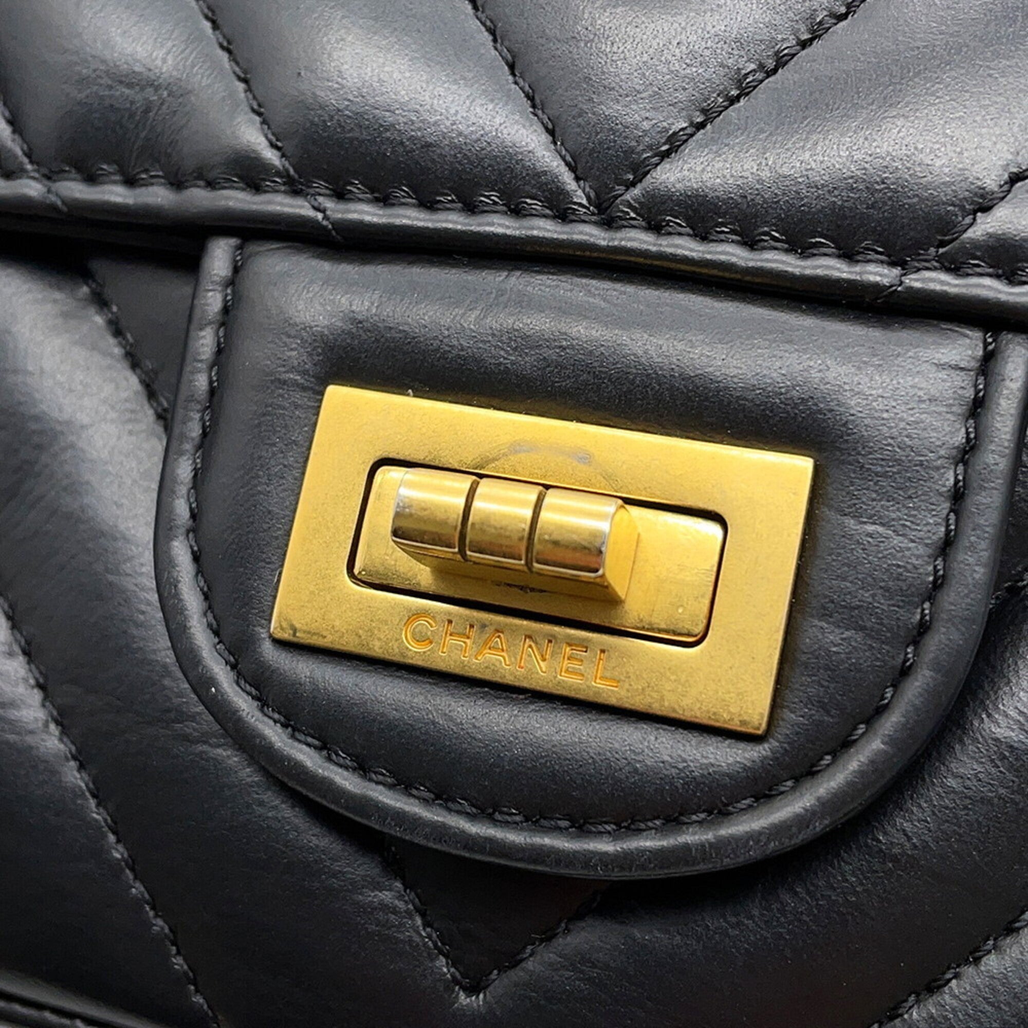 Chanel 2.55 Black Handbag Shoulder Bag (Pre-Owned)