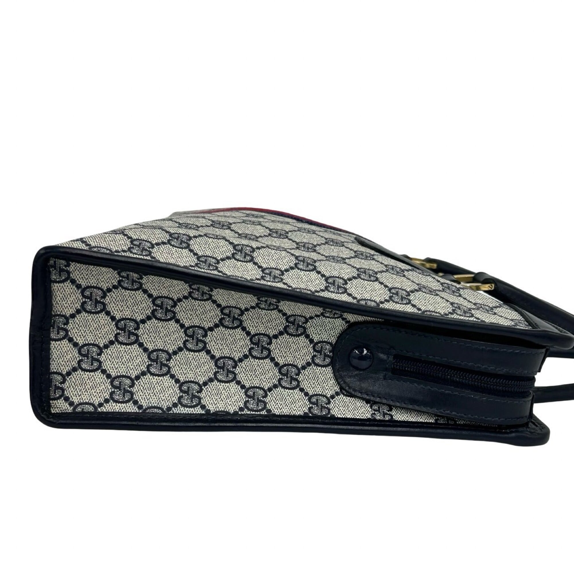 Gucci Navy Red Color Pvc Leather Handbag (Pre-Owned)