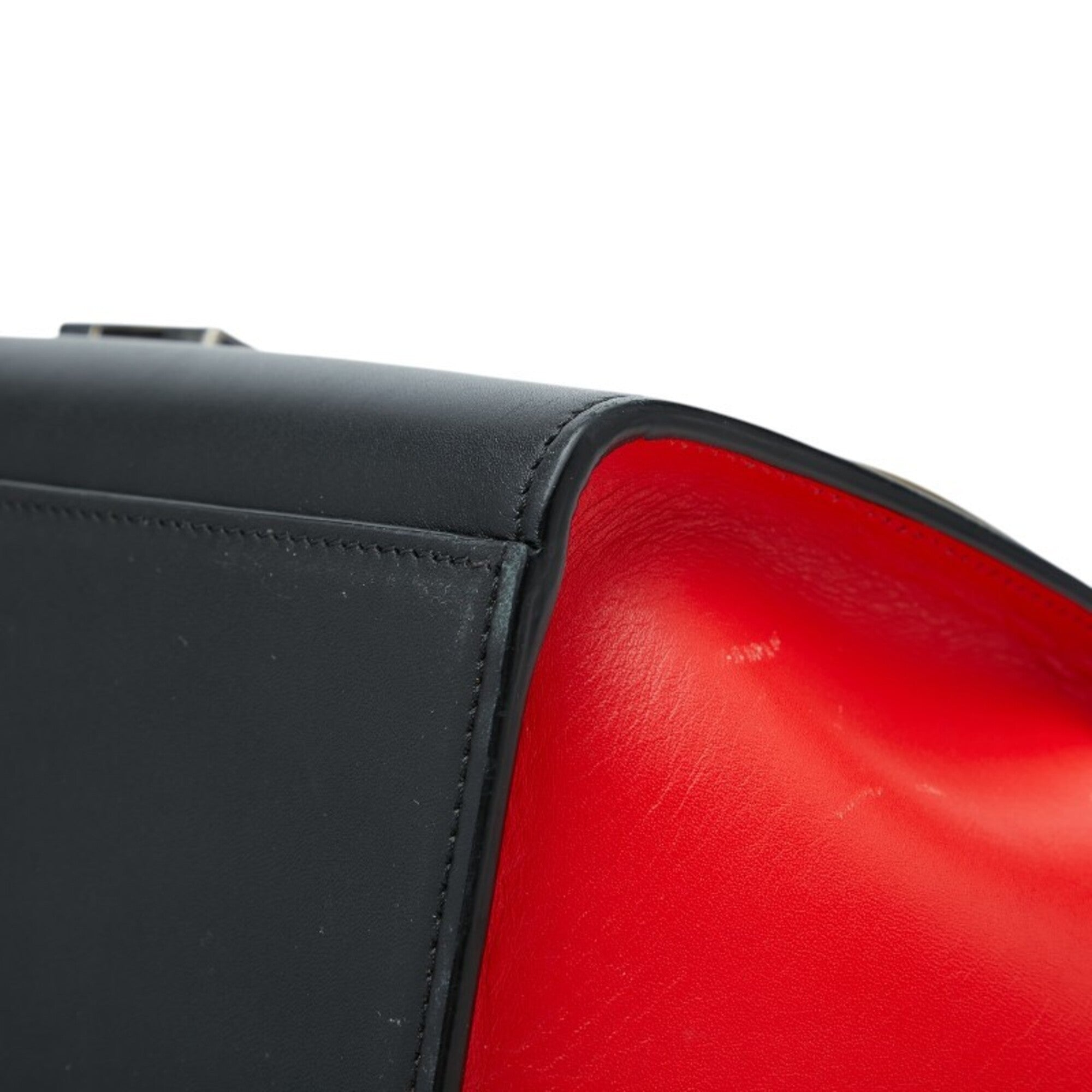 Celine Beige Black Red Color Leather Handbag Shoulder Bag (Pre-Owned)