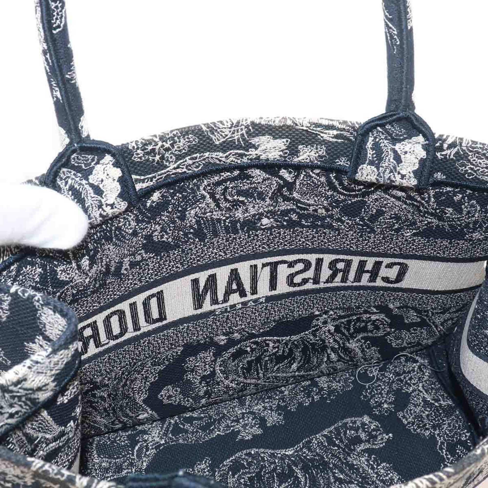 Christian Dior Navy Canvas Handbag Tote Bag (Pre-Owned)