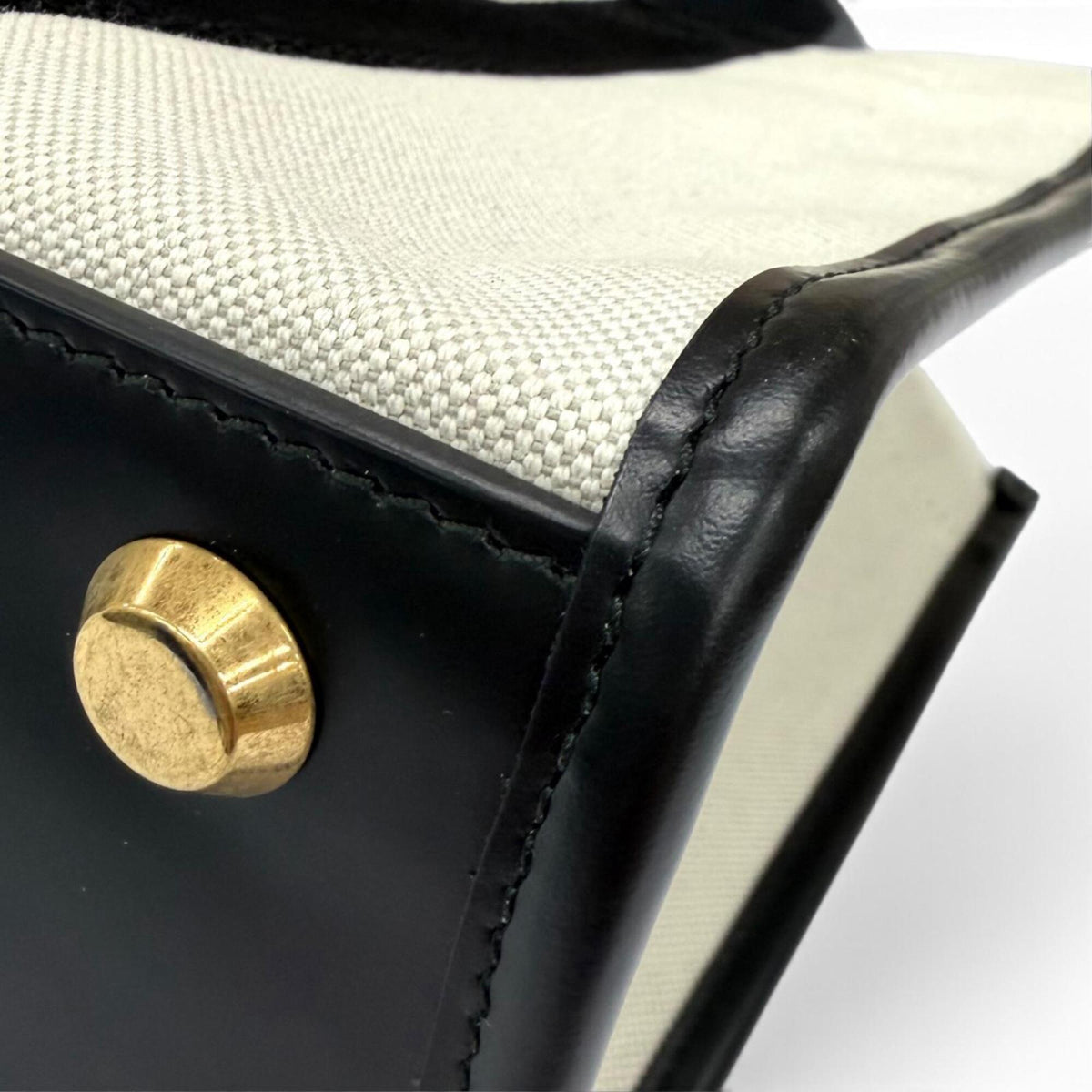 Balenciaga Black Ivory Canvas Leather Handbag (Pre-Owned)