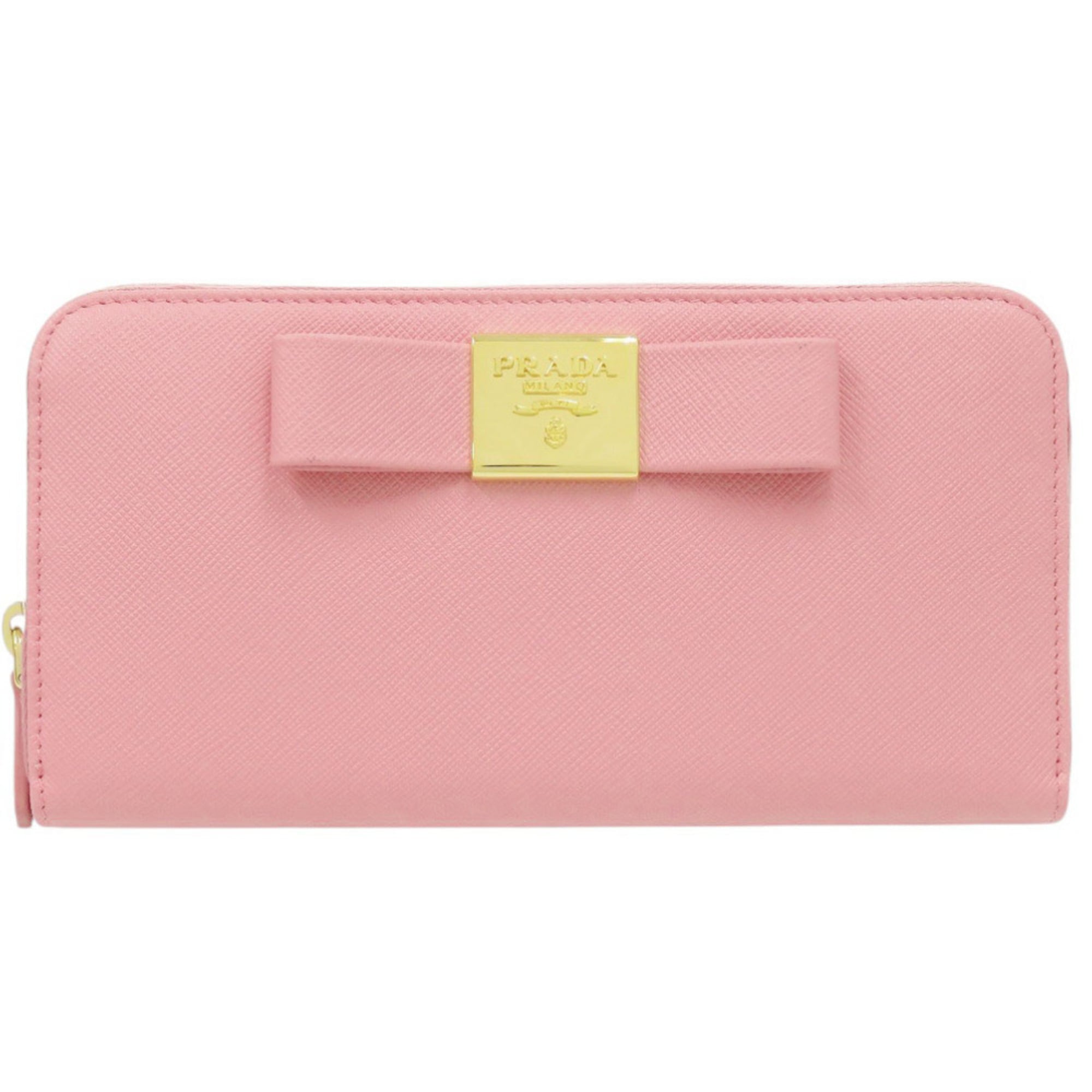 Prada Pink Leather Long Wallet (Bi-Fold) (Pre-Owned)