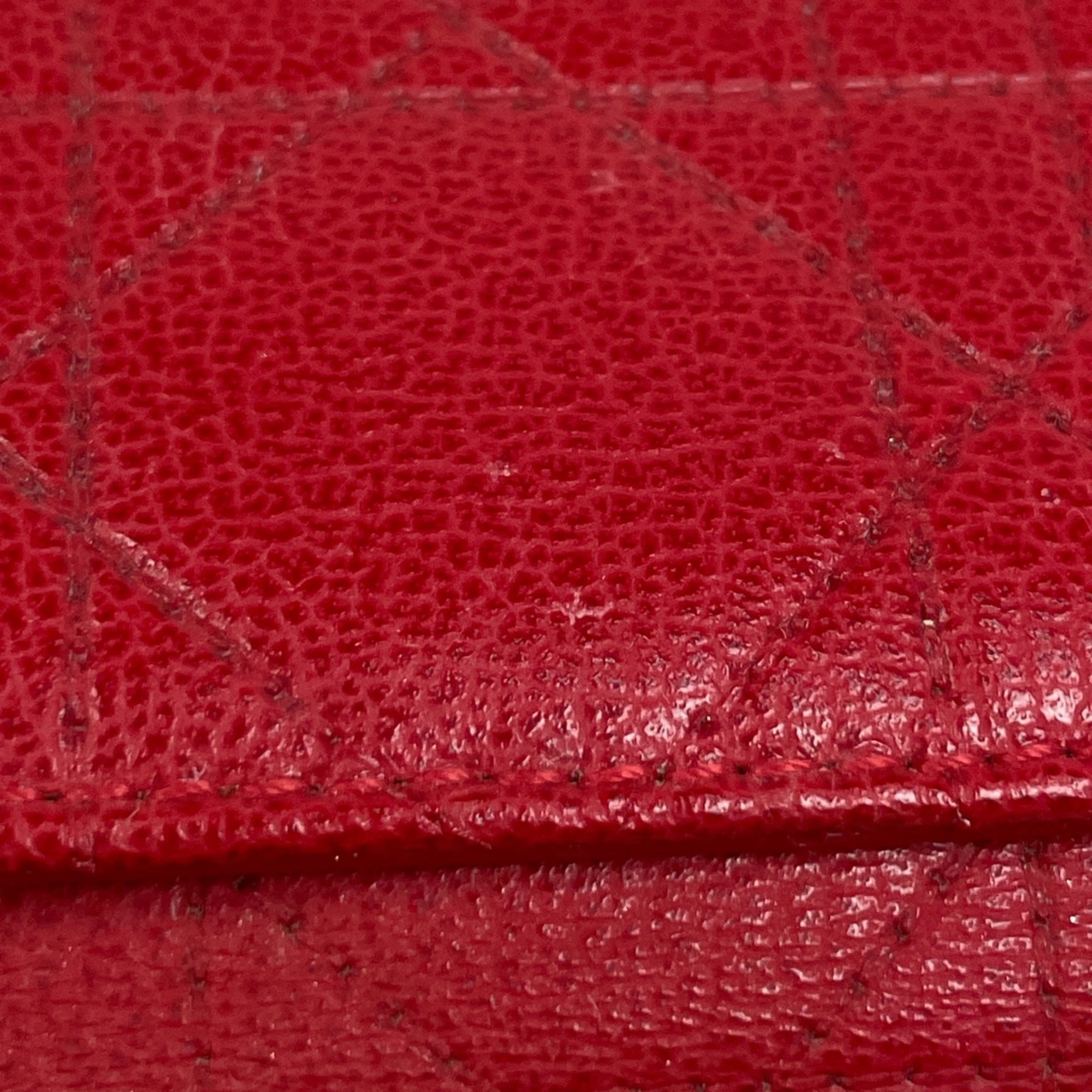 Christian Dior Red Color Leather Handbag Vanity Bag (Pre-Owned)